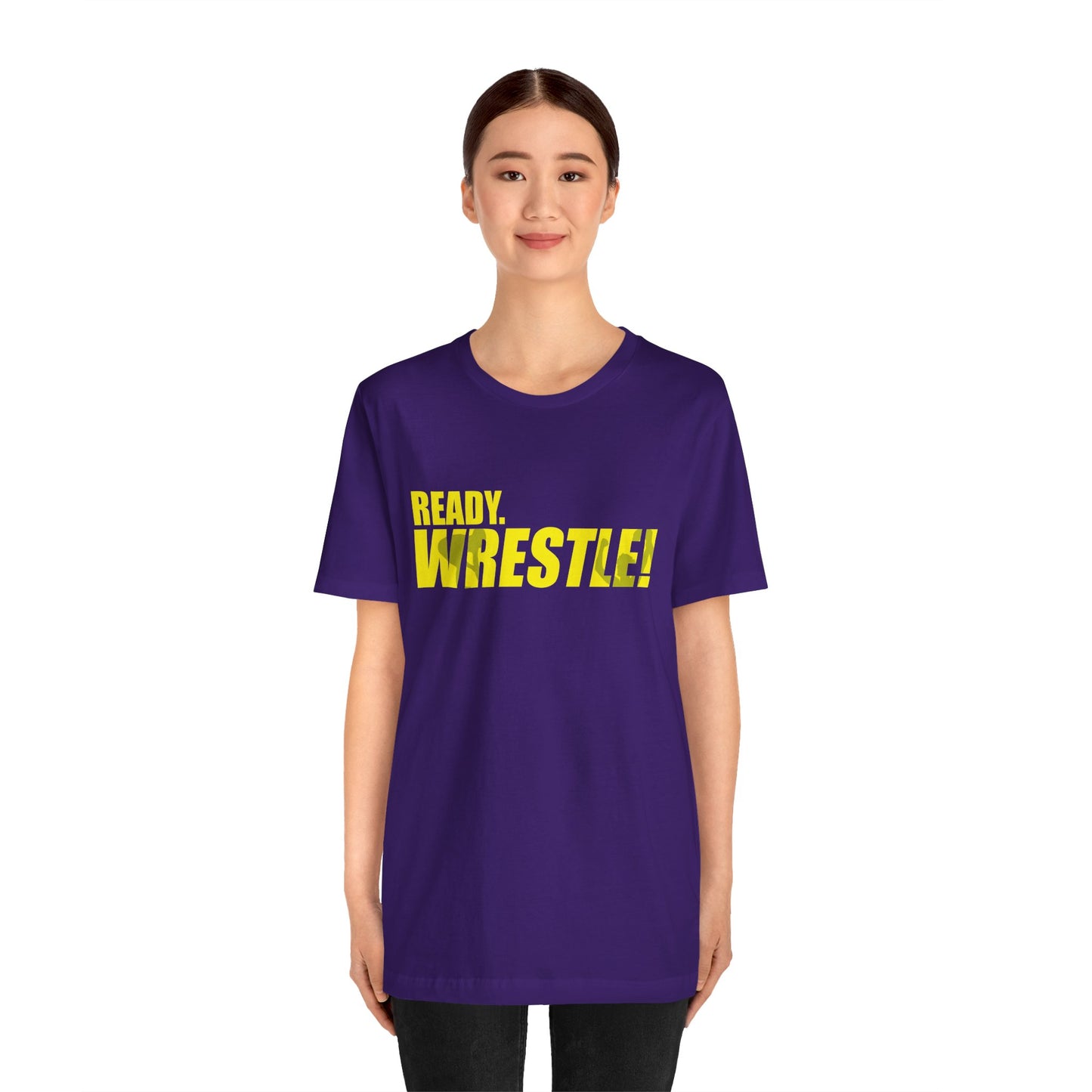 Ready. Wrestle! Gold Logo with Green, Unisex Jersey Short Sleeve Tee