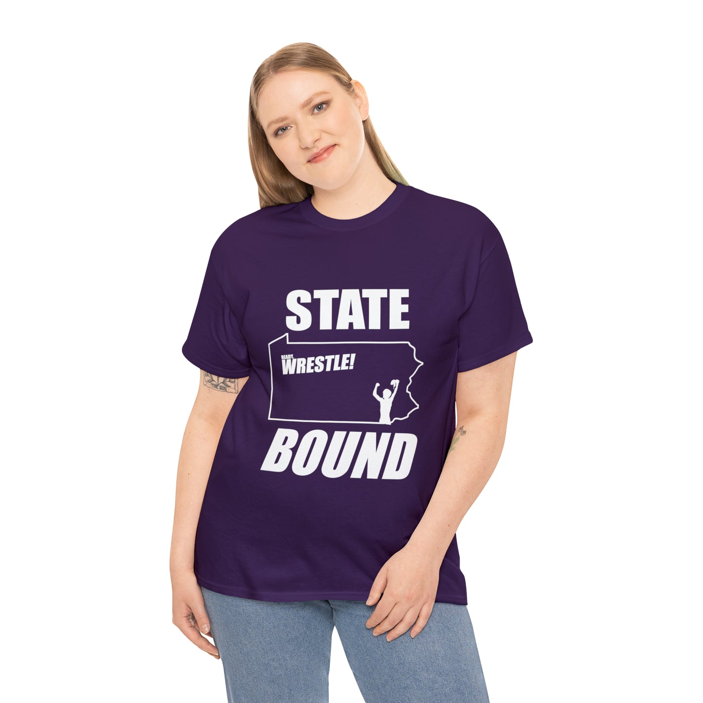 Pennsylvania State Bound, White Logo, Unisex Heavy Cotton Tee