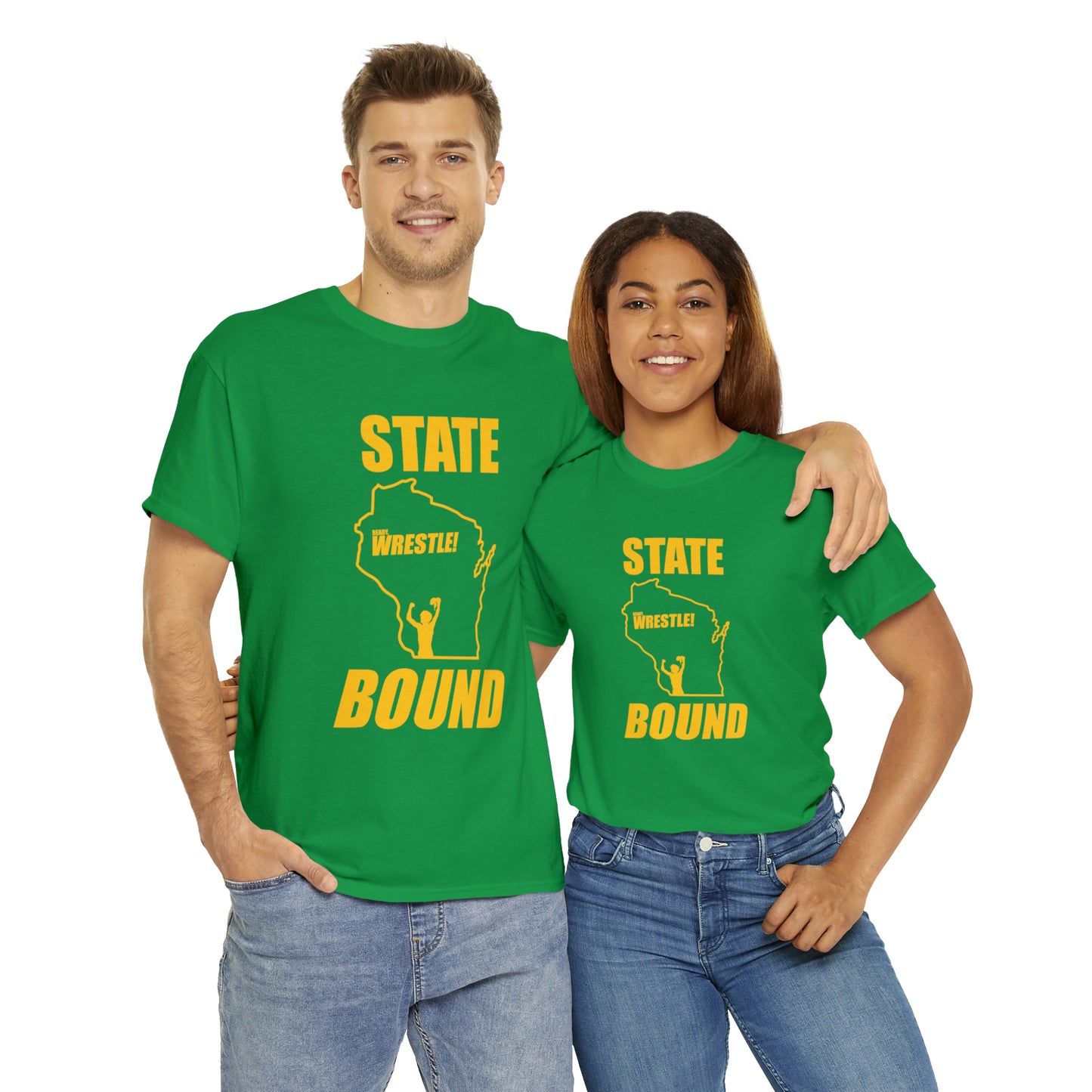 Wisconsin State Bound, Gold Logo, Unisex Heavy Cotton Tee