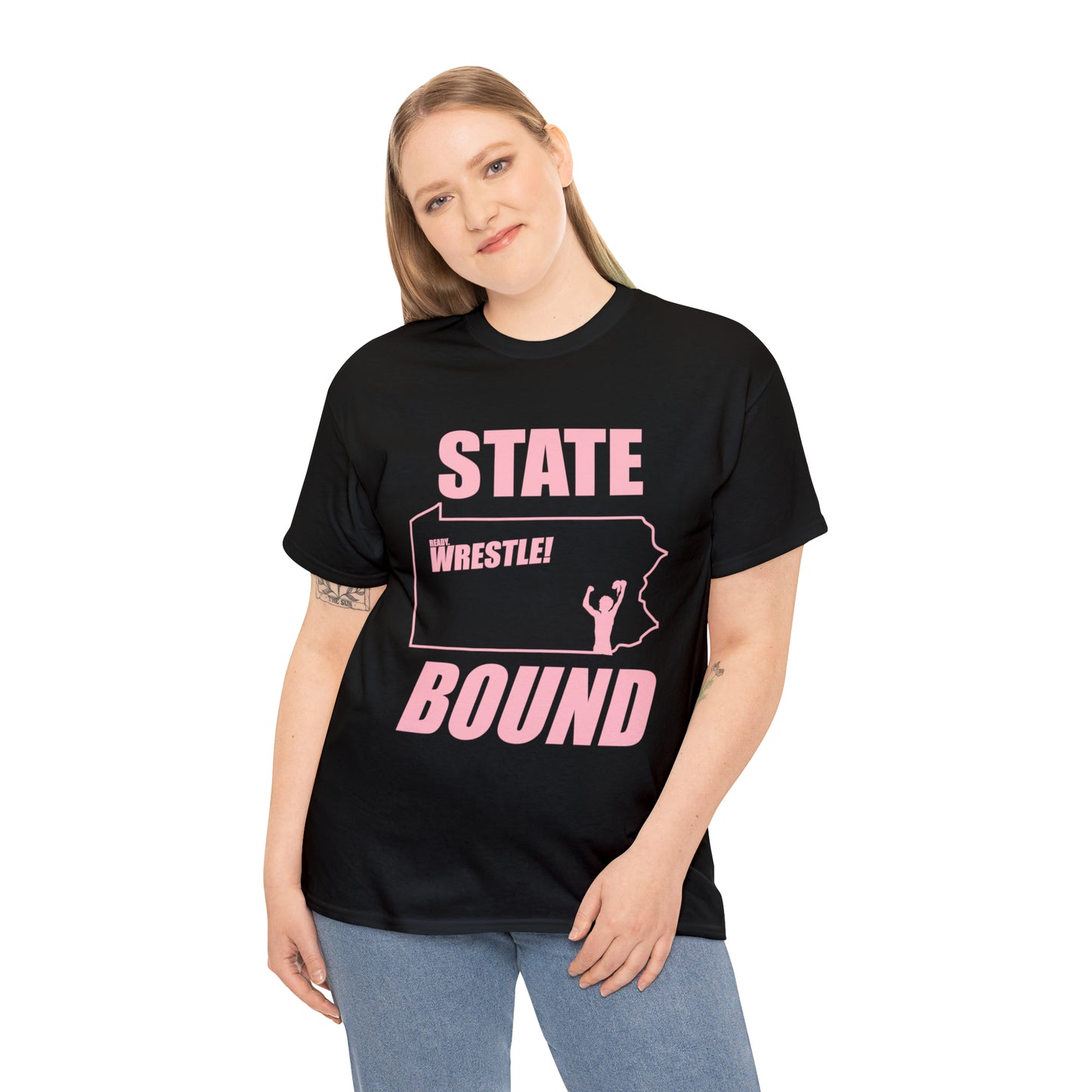 Pennsylvania State Bound, Pink Logo, Unisex Heavy Cotton Tee