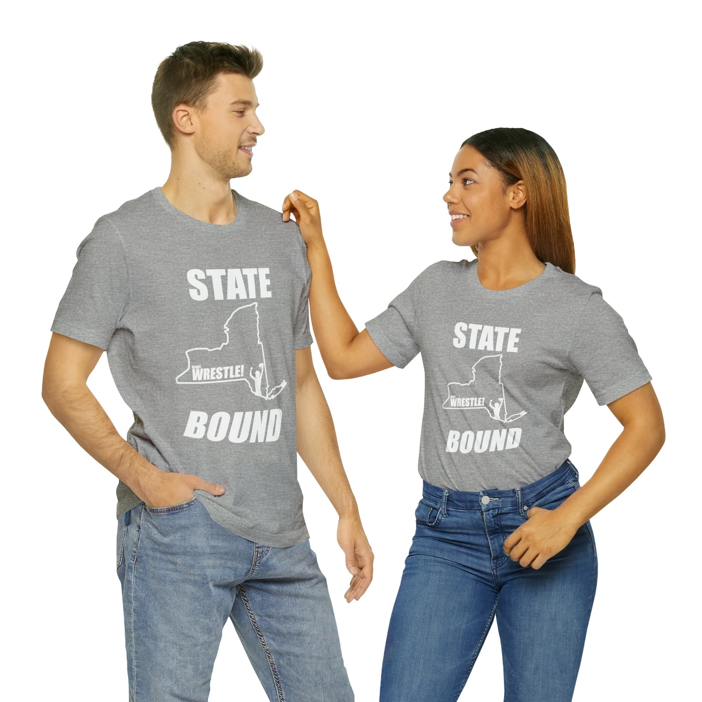 New York State Bound, Unisex Jersey Short Sleeve Tee, White Logo