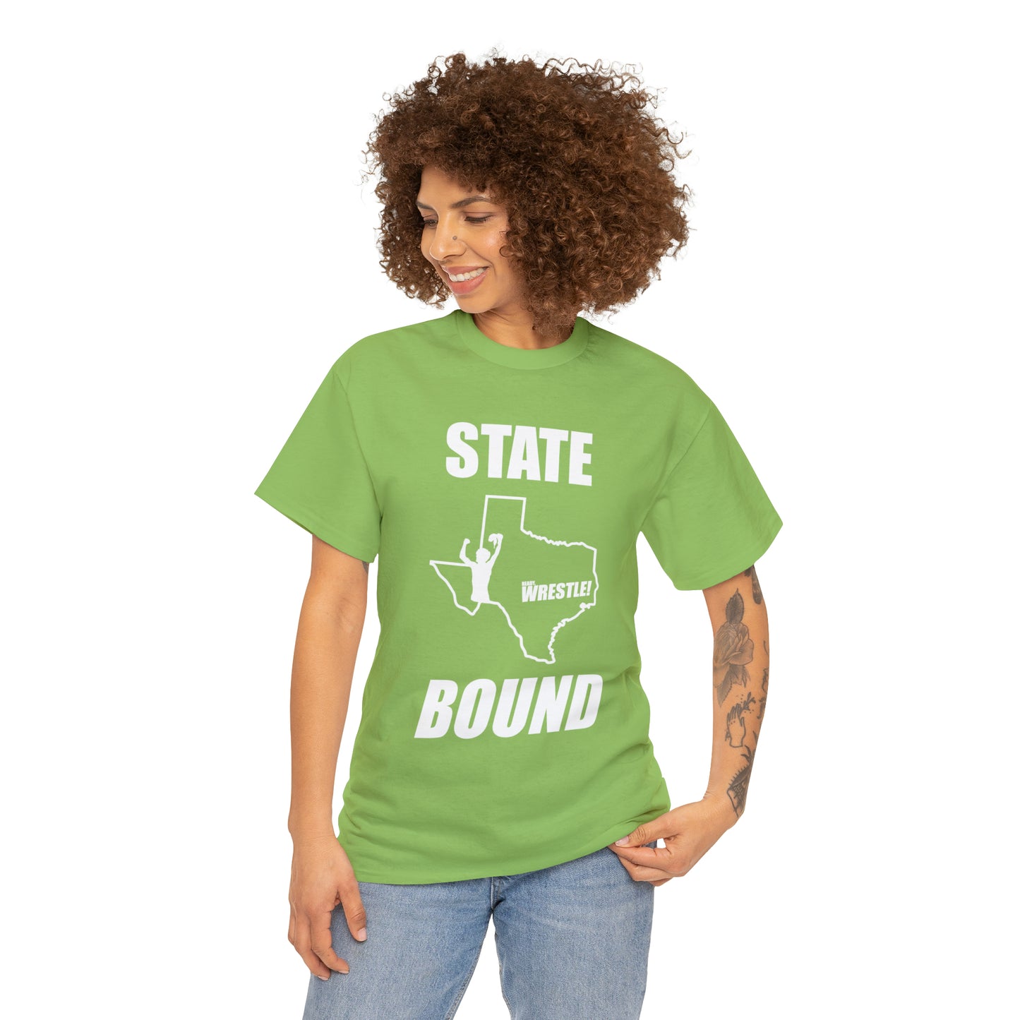 Texas State Bound, White Logo, Unisex Heavy Cotton Tee