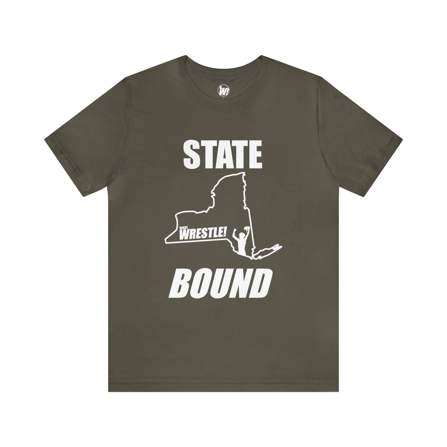 New York State Bound, Unisex Jersey Short Sleeve Tee, White Logo