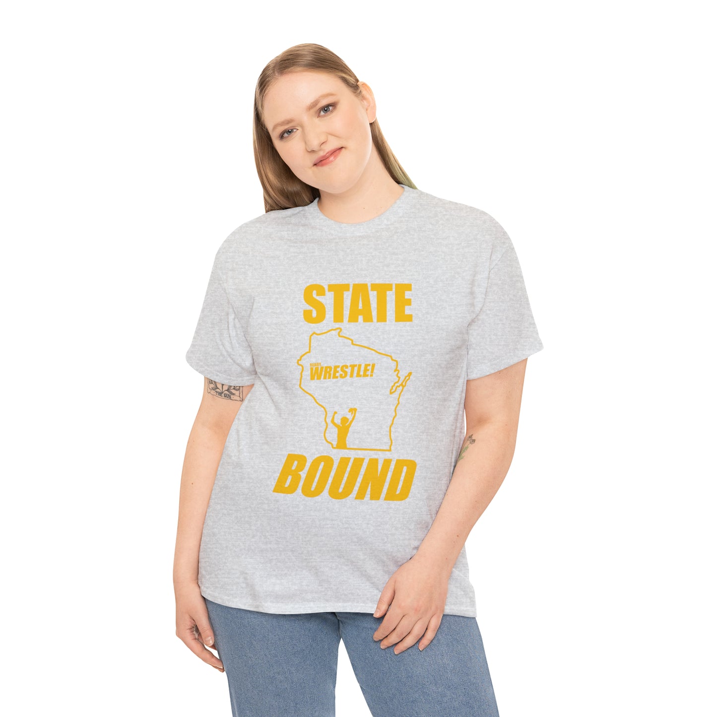 Wisconsin State Bound, Gold Logo, Unisex Heavy Cotton Tee