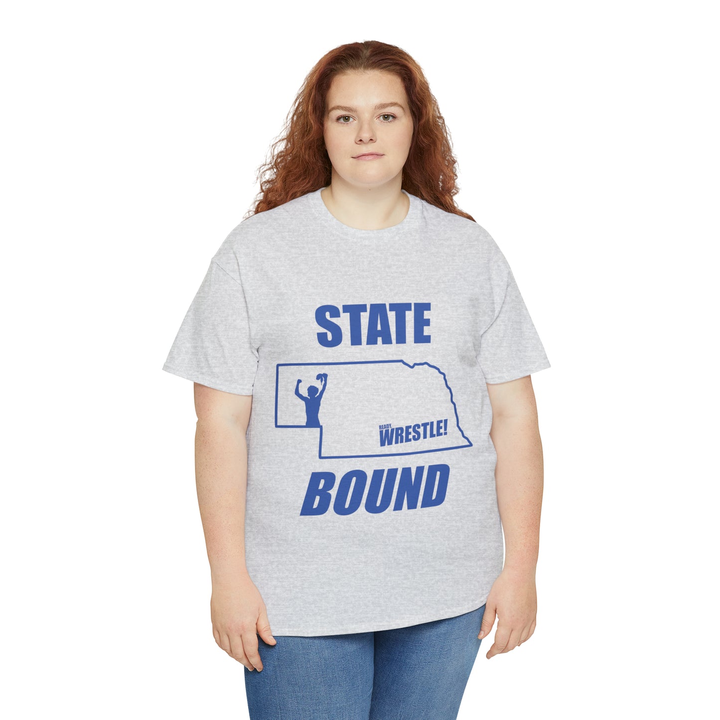 Nebraska State Bound, Royal Blue Logo, Unisex Heavy Cotton Tee