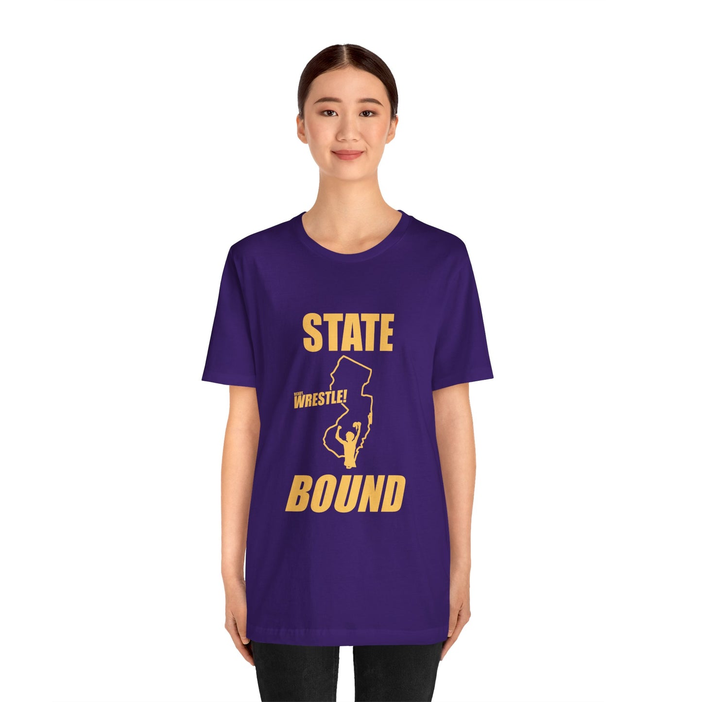 New Jersey State Bound, Gold Print, Bella+Canvas 3001, Unisex Jersey Short Sleeve Tee