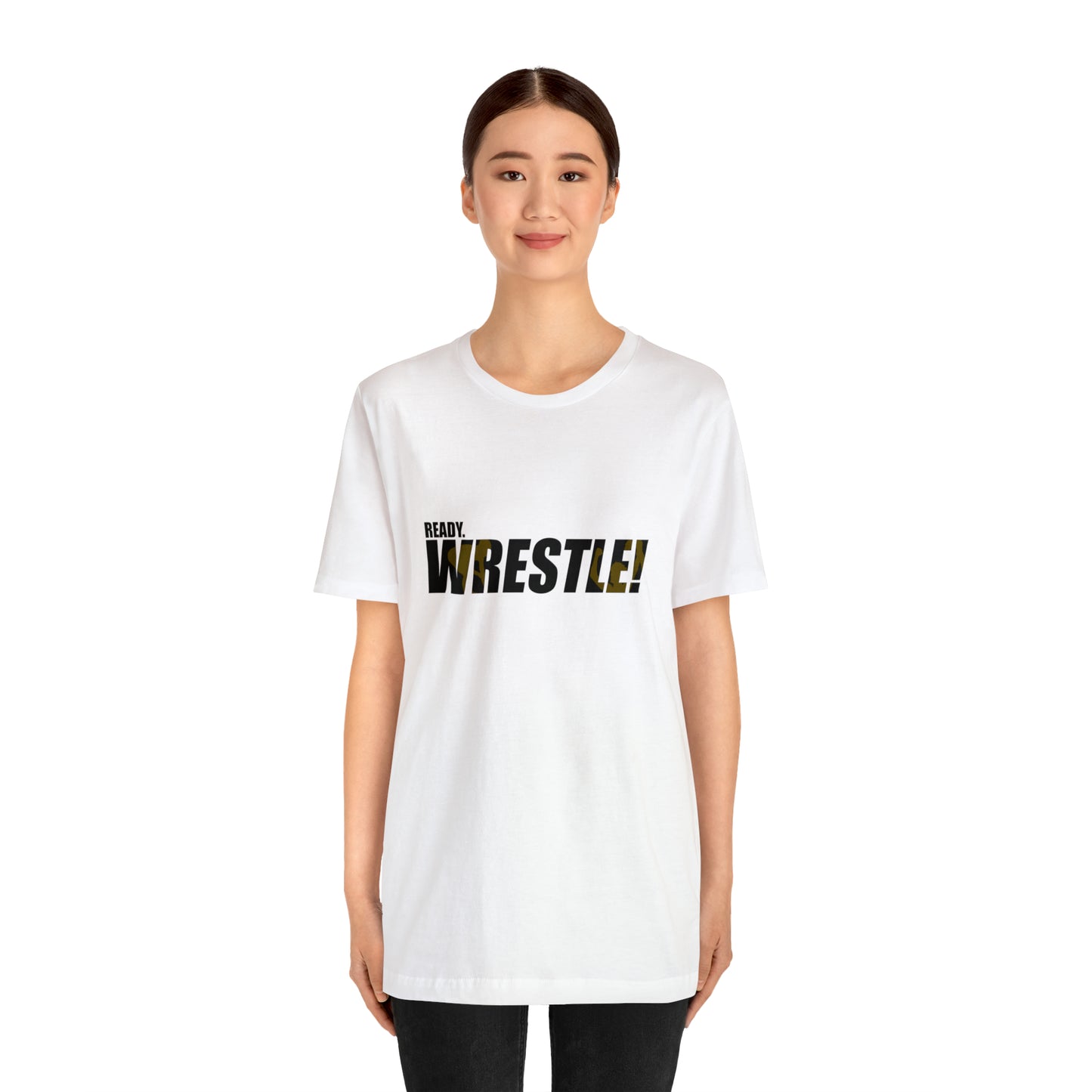 Ready. Wrestle! Black Logo w/Yellow Silhouettes, Unisex Heavy Cotton Tee Bella+Canvas