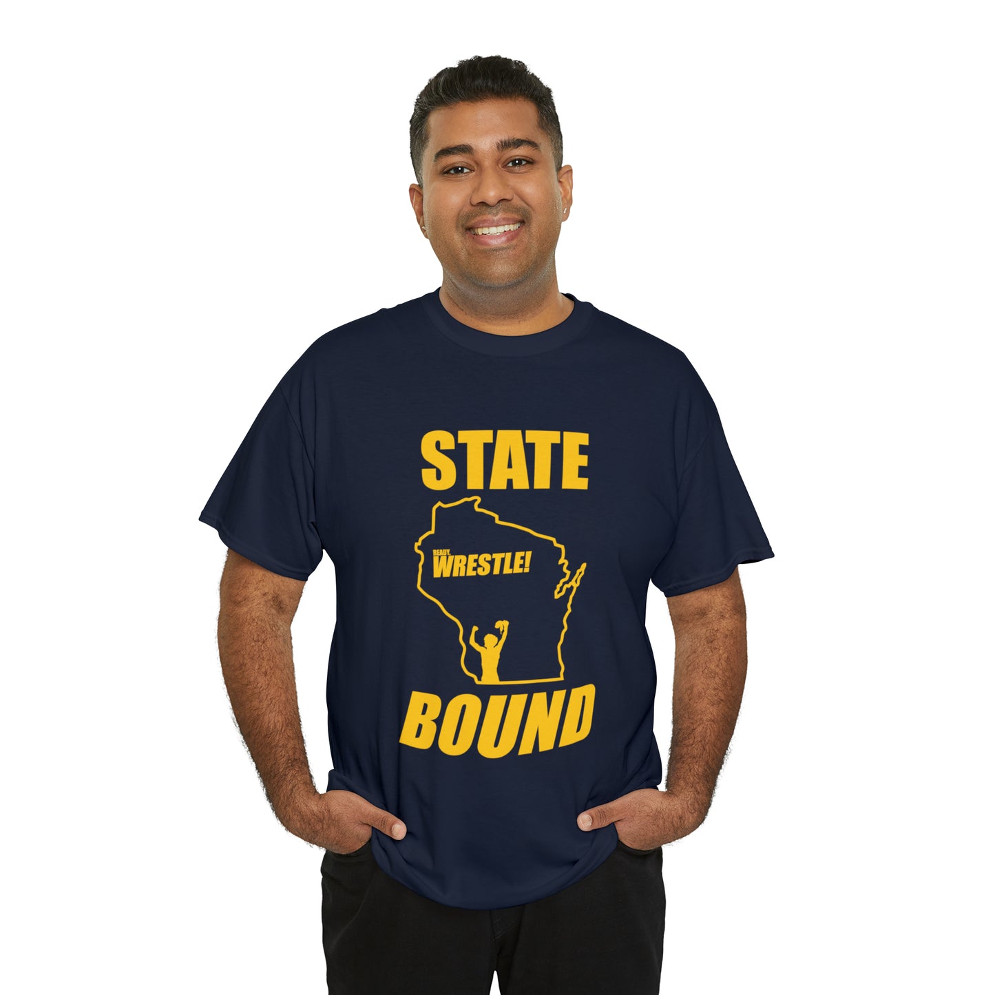 Wisconsin State Bound, Gold Logo, Unisex Heavy Cotton Tee