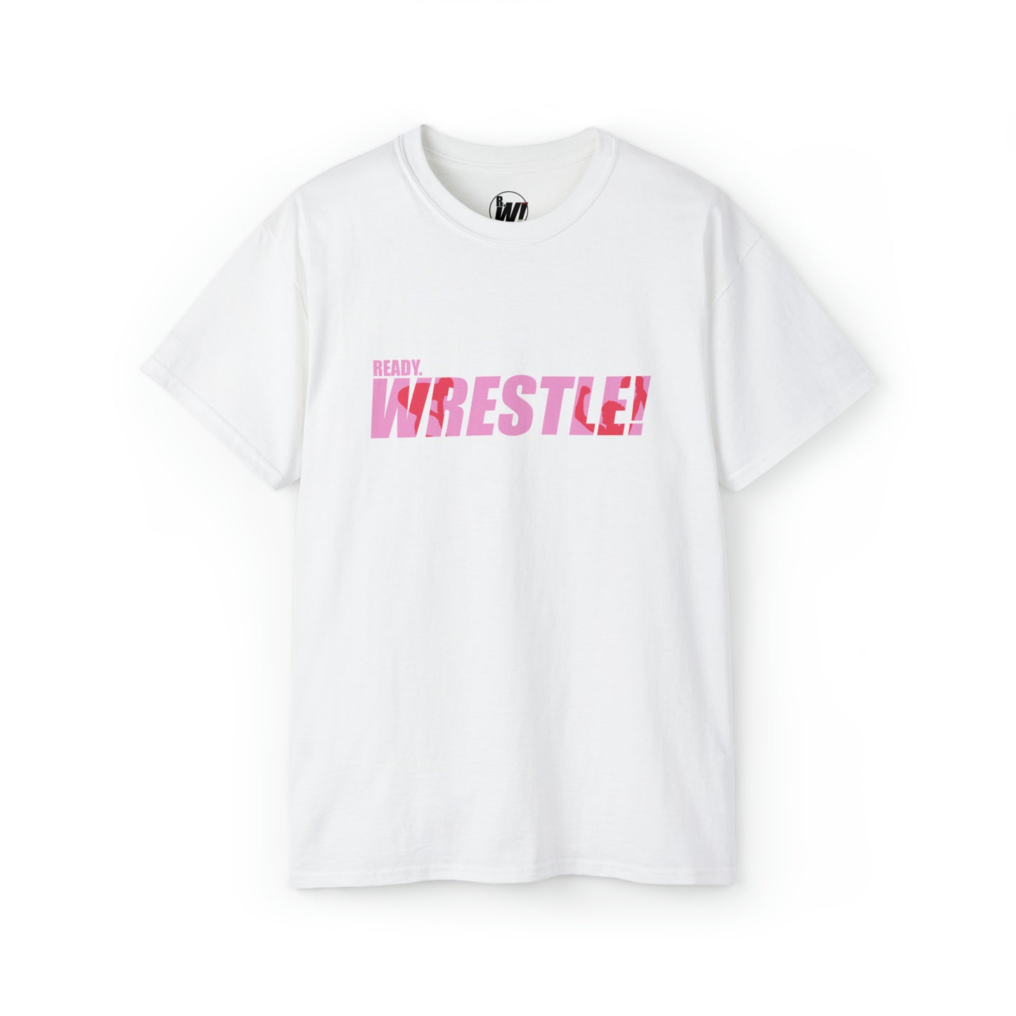 Ready. Wrestle!, Unisex Ultra Cotton Tee, Pink/Red Logo