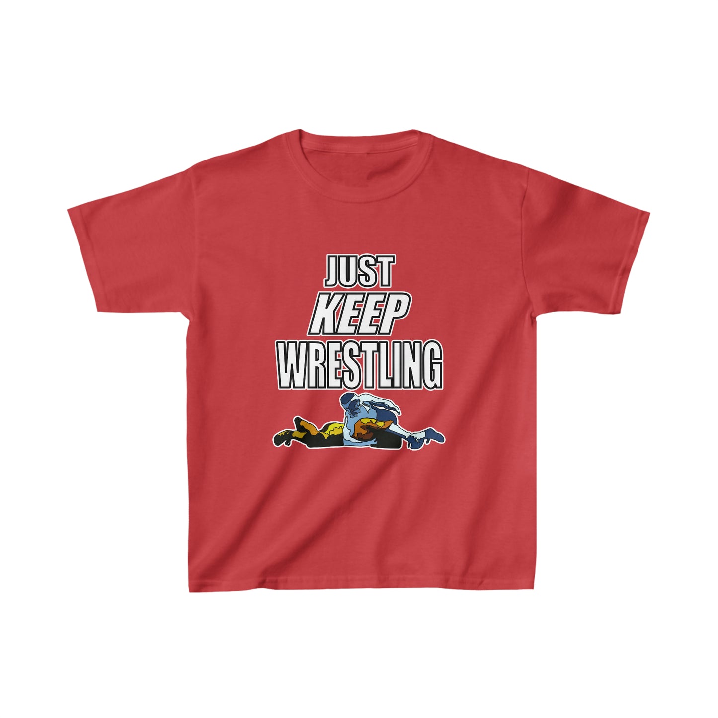 Kids 'Just Keep Wrestling!', Unisex Heavy Cotton Tee