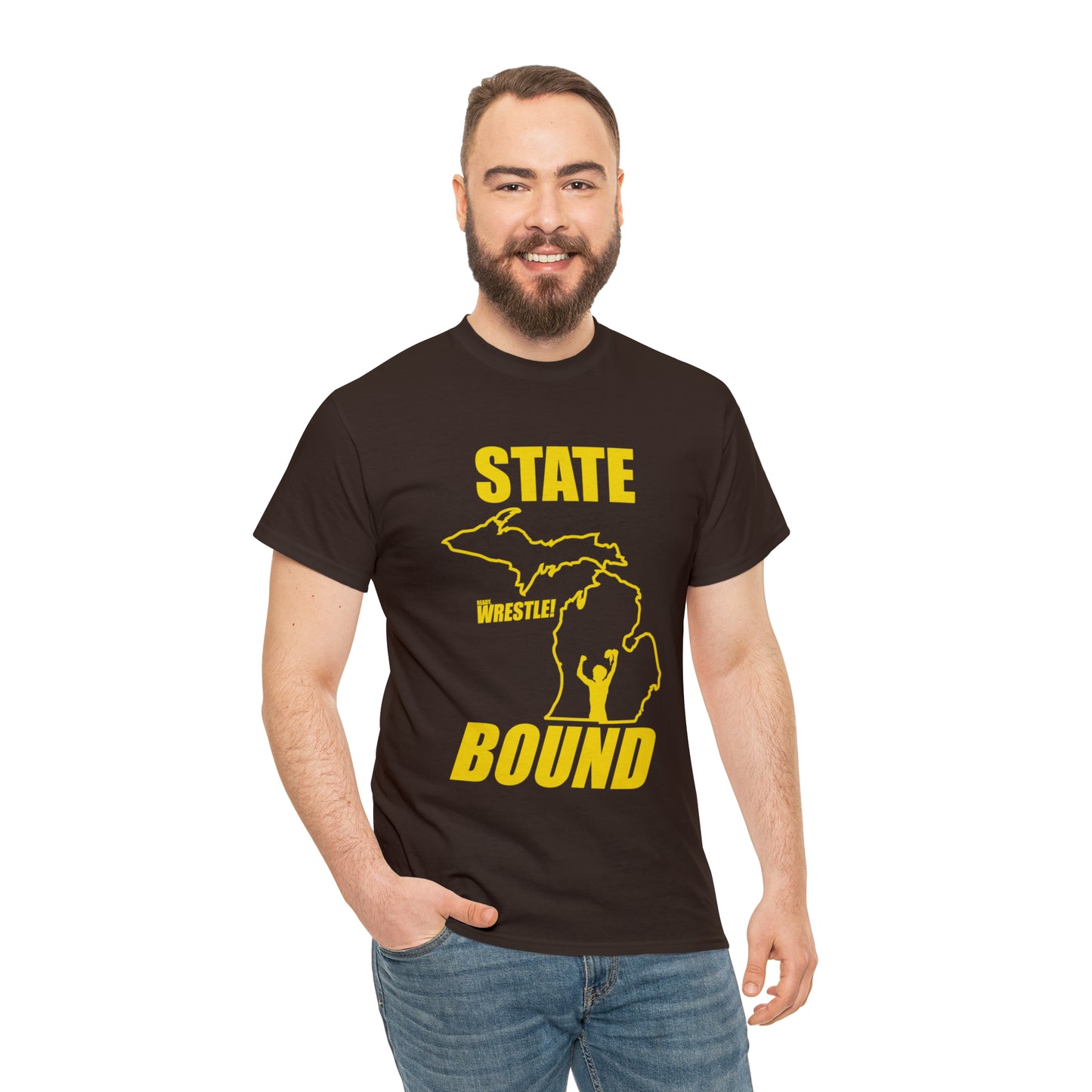 Michigan State Bound, Gold Logo, Unisex Heavy Cotton Tee