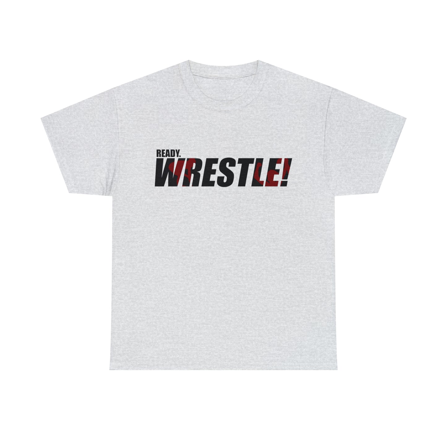 Ready. Wrestle! Black Logo w/Red Silhouettes, Unisex Heavy Cotton Tee