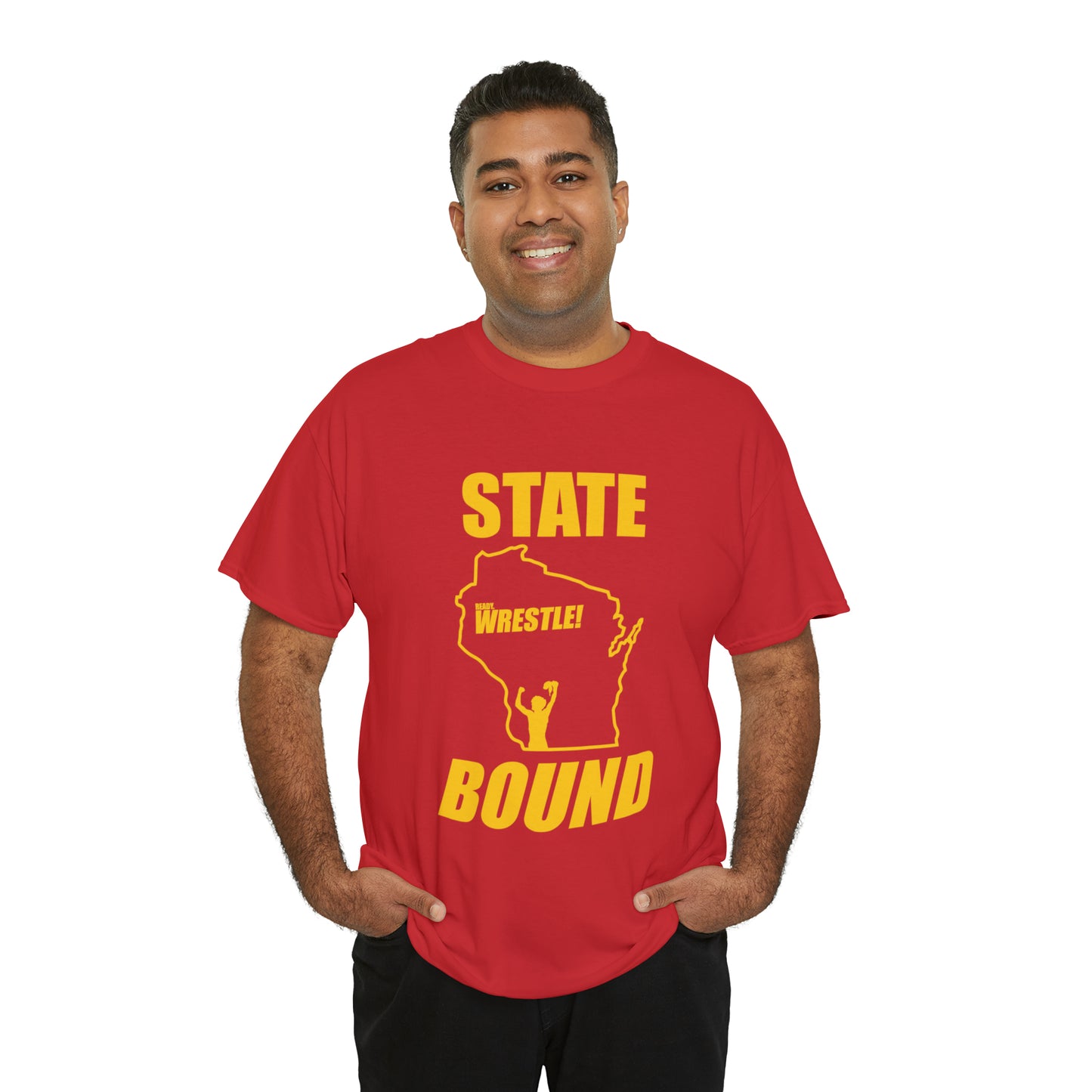 Wisconsin State Bound, Gold Logo, Unisex Heavy Cotton Tee