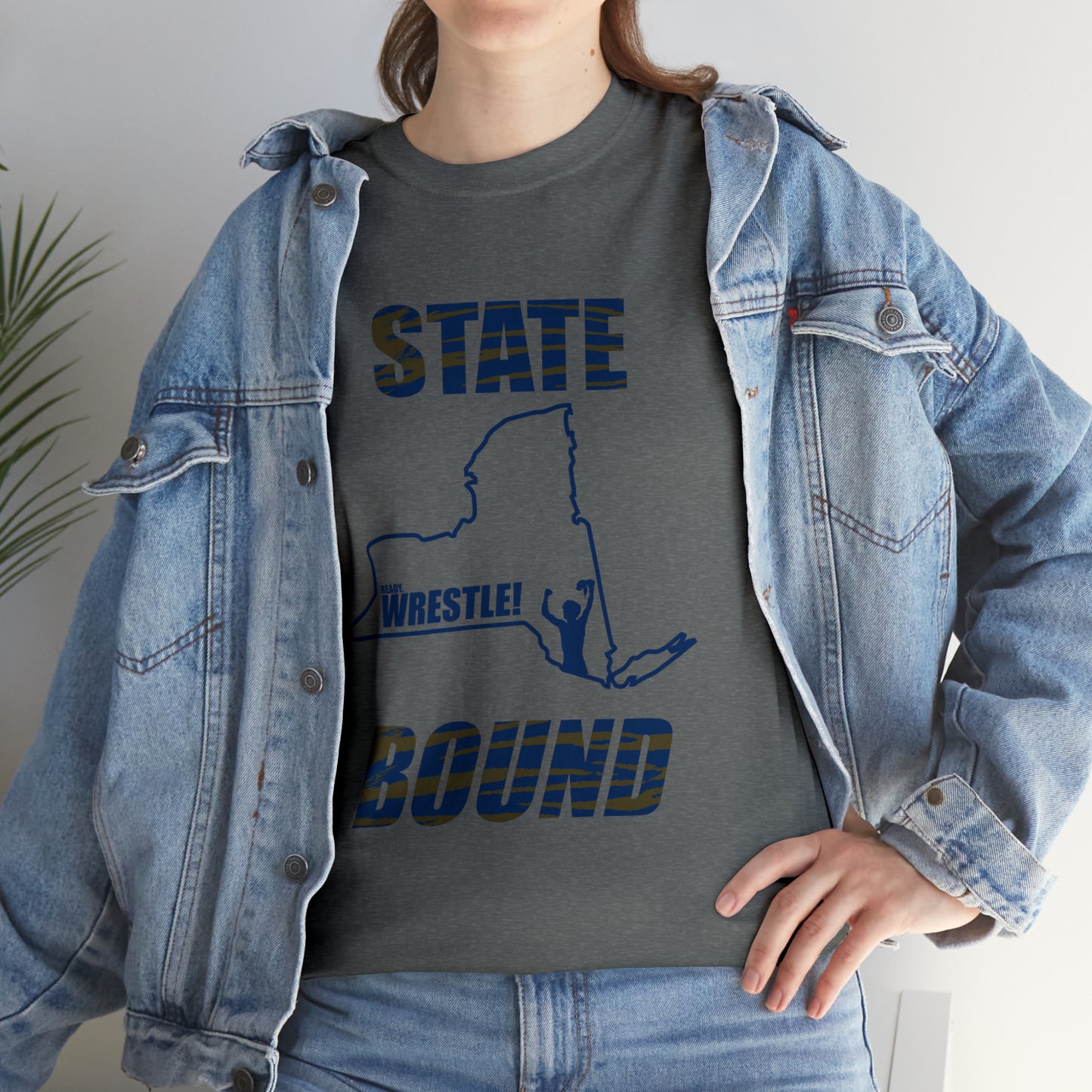 New York State Bound, Blue Logo, Tiger stripes, Unisex Heavy Cotton Tee