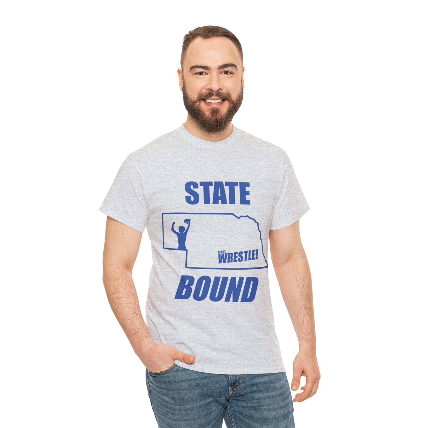 Nebraska State Bound, Royal Blue Logo, Unisex Heavy Cotton Tee