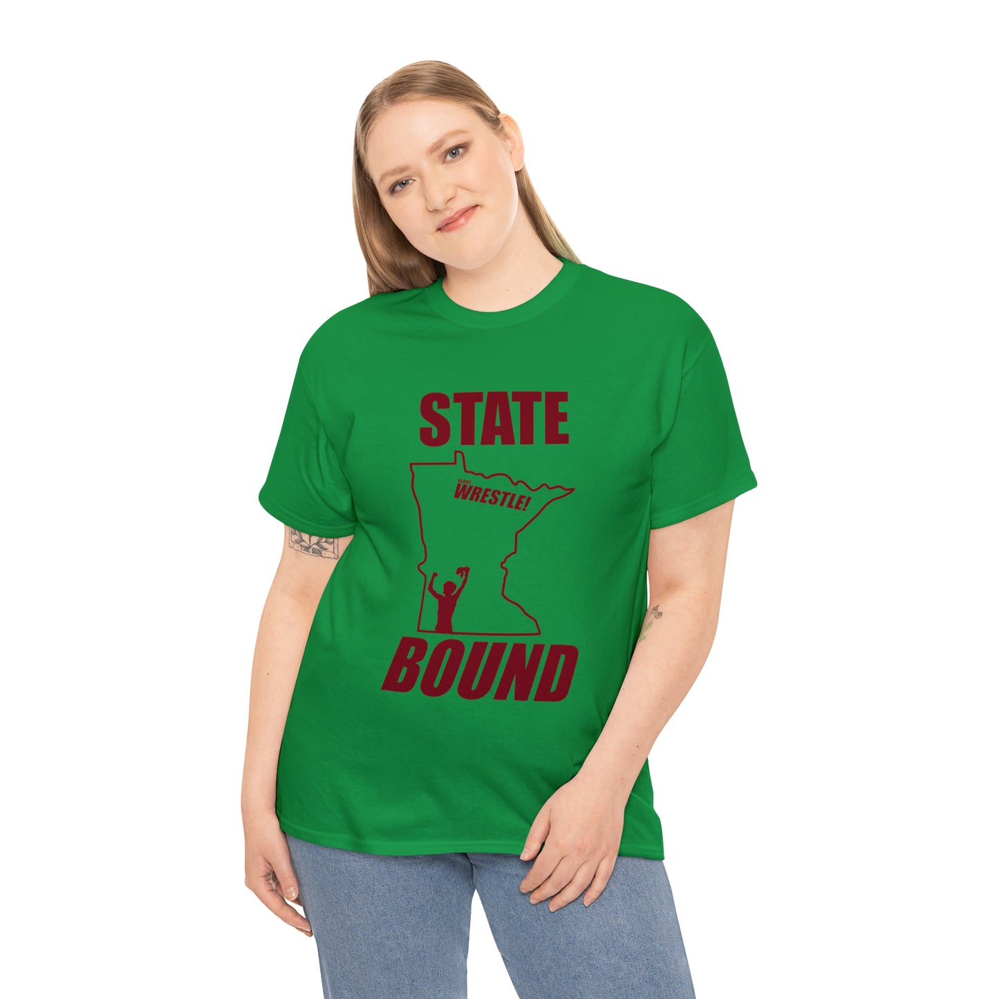 Minnetsota State Bound, Maroon Logo, Unisex Heavy Cotton Tee