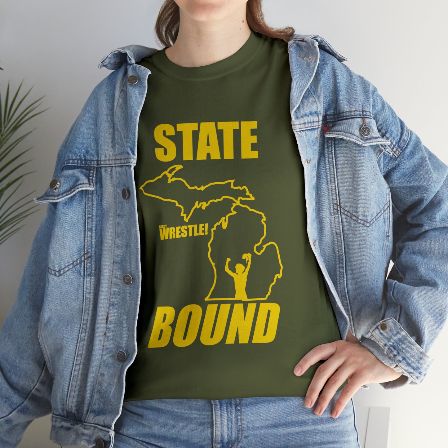 Michigan State Bound, Gold Logo, Unisex Heavy Cotton Tee