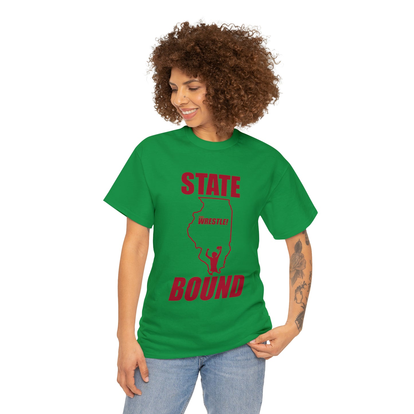 Illinois State Bound, Red Logo, Unisex Heavy Cotton Tee