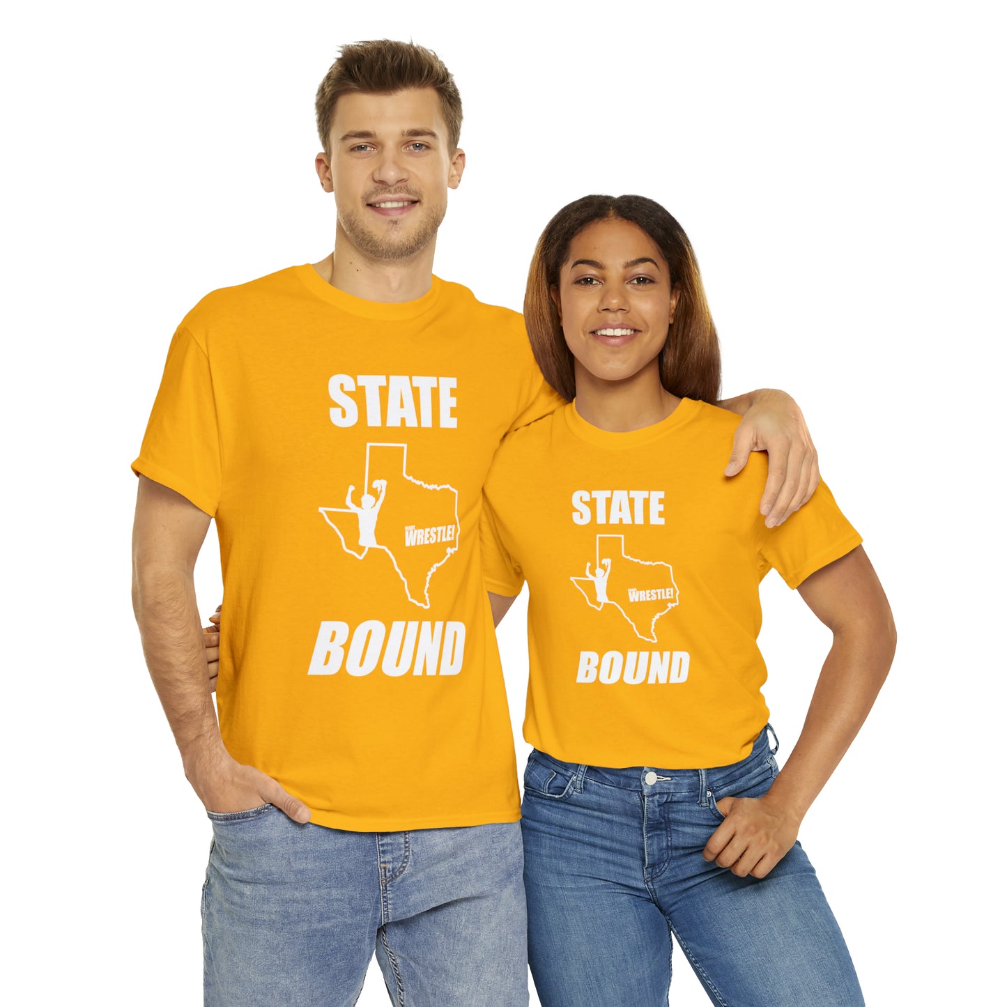 Texas State Bound, White Logo, Unisex Heavy Cotton Tee