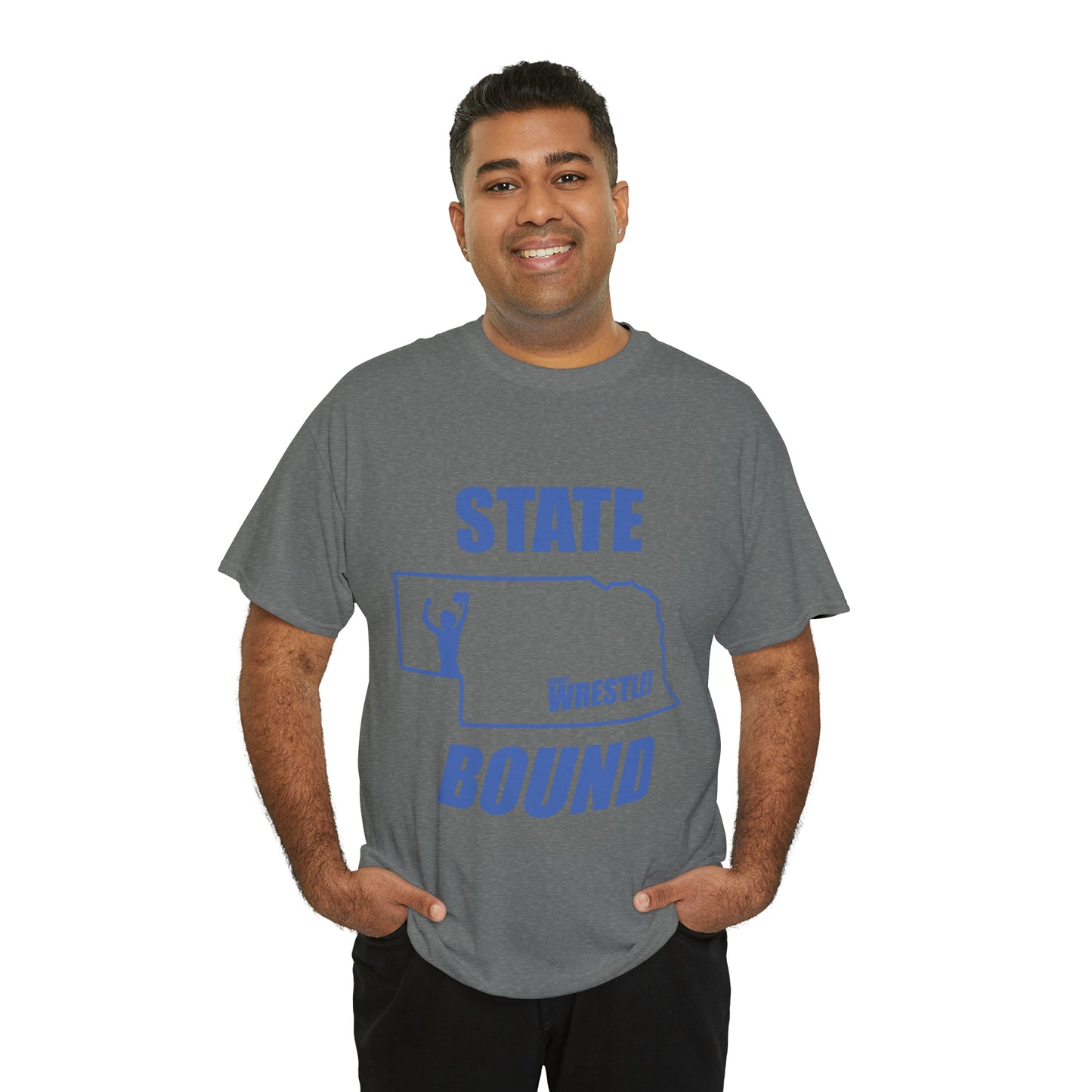 Nebraska State Bound, Royal Blue Logo, Unisex Heavy Cotton Tee