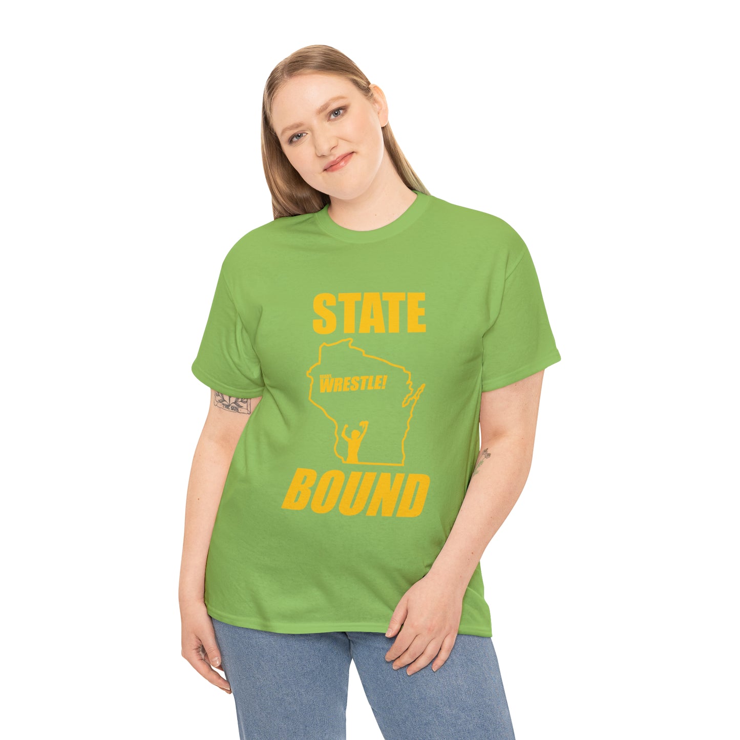 Wisconsin State Bound, Gold Logo, Unisex Heavy Cotton Tee