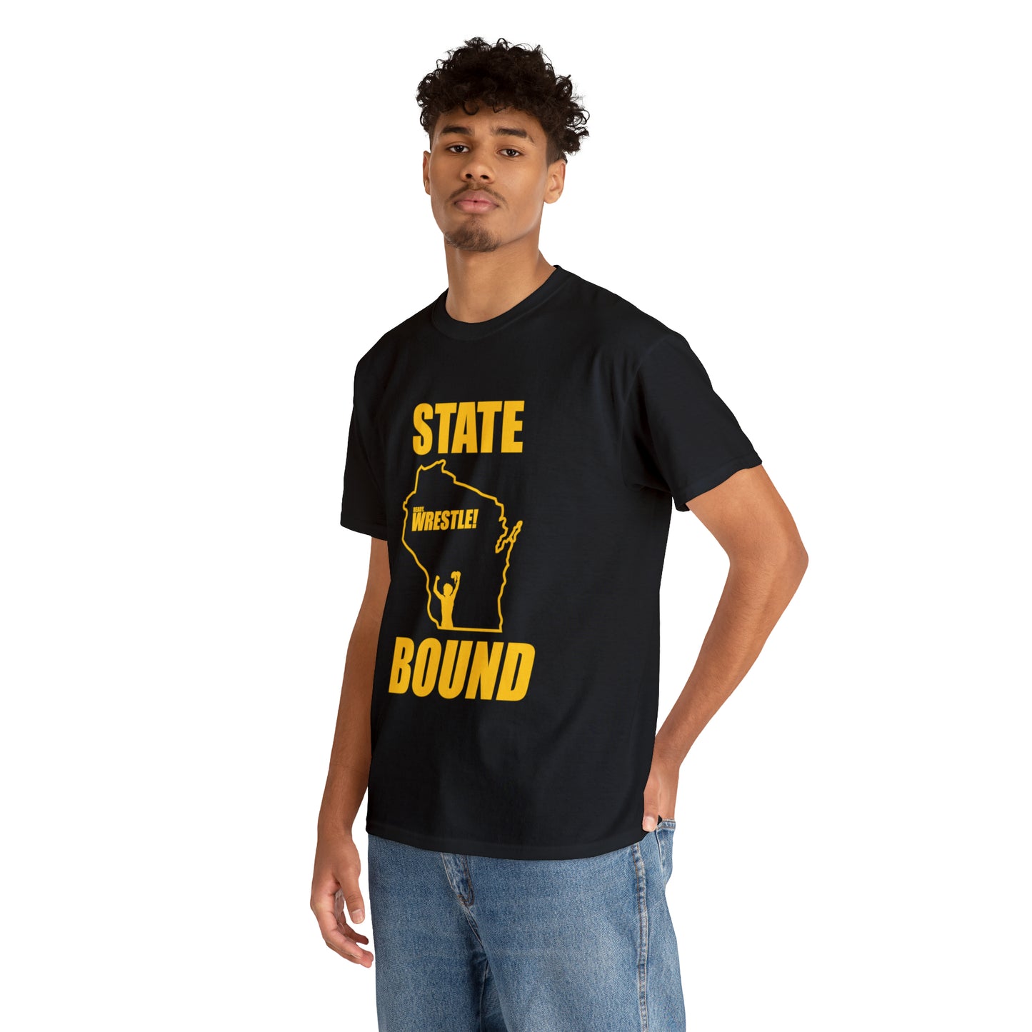 Wisconsin State Bound, Gold Logo, Unisex Heavy Cotton Tee