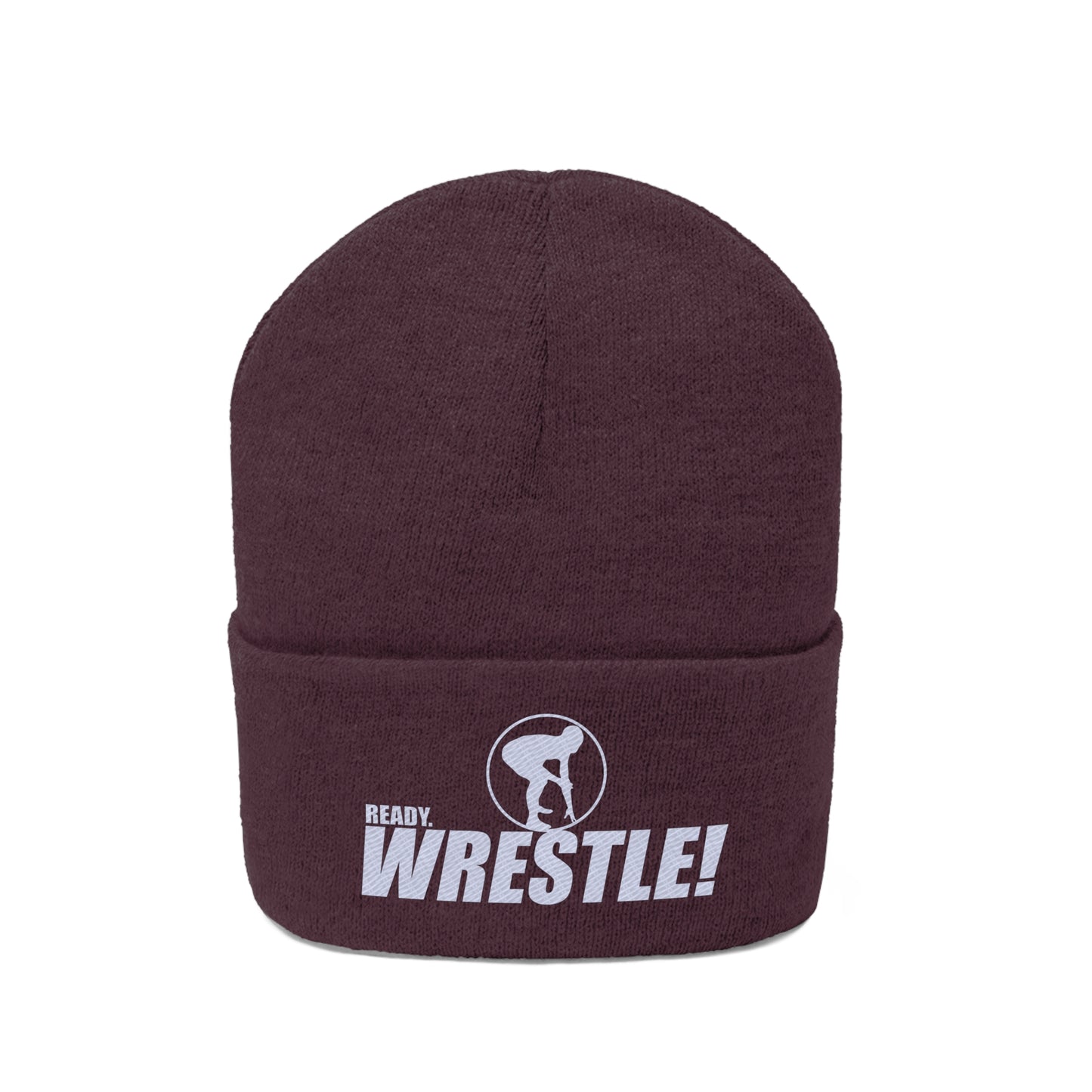 Ready. Wrestle! Knit Beanie, White Logo