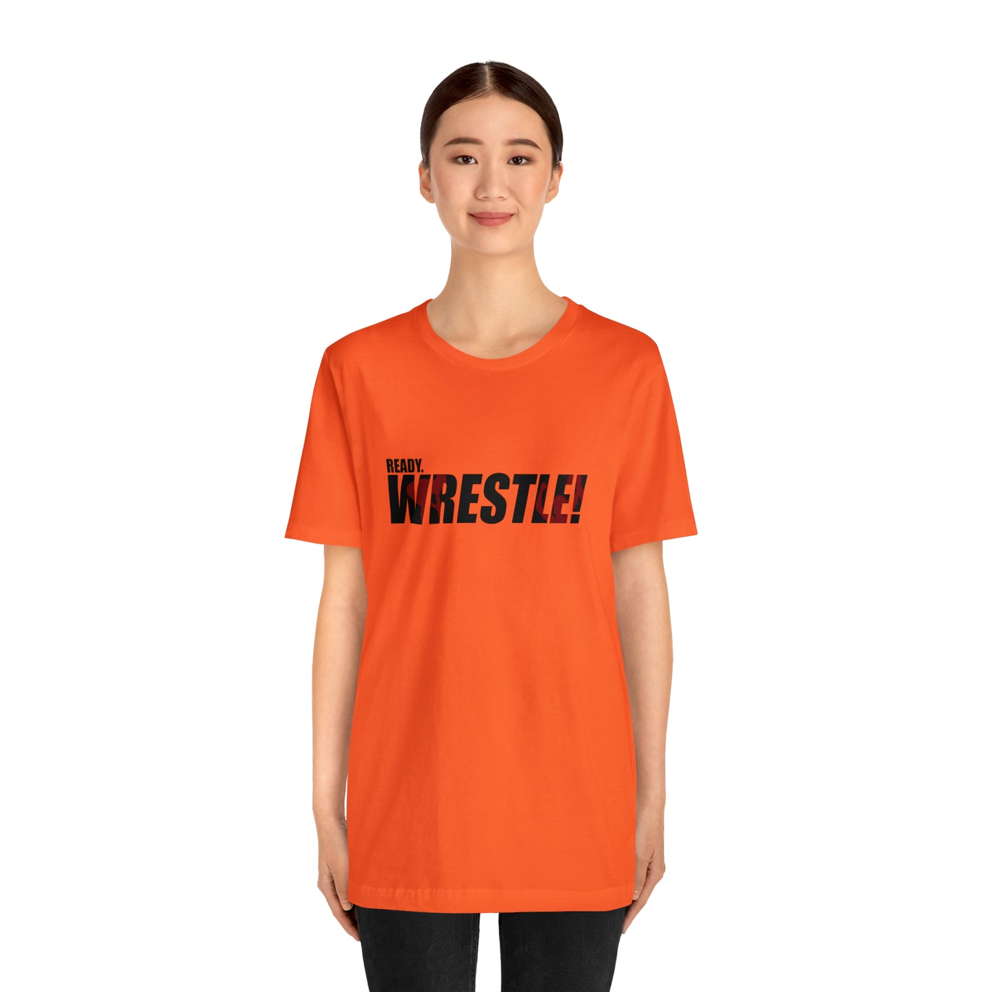 Ready. Wrestle! Black Logo w/Red Silhouettes, Unisex Heavy Cotton Tee Bella+Canvas