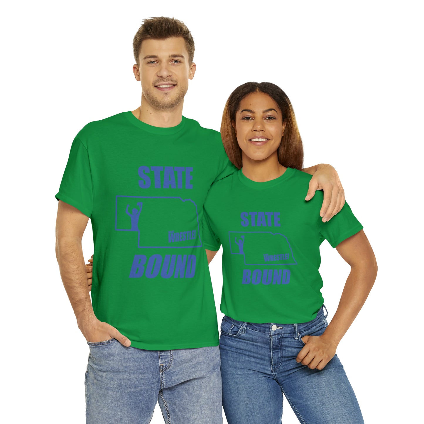 Nebraska State Bound, Royal Blue Logo, Unisex Heavy Cotton Tee