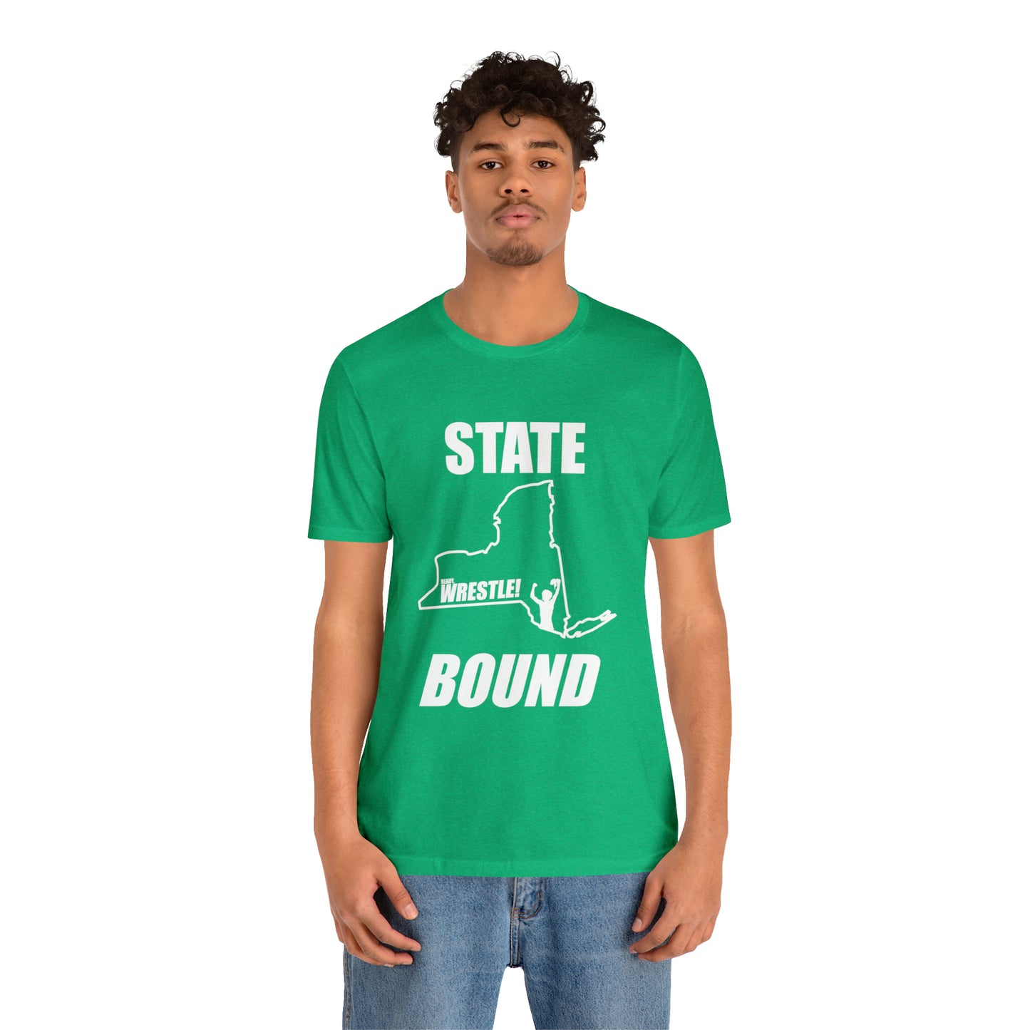 New York State Bound, Unisex Jersey Short Sleeve Tee, White Logo