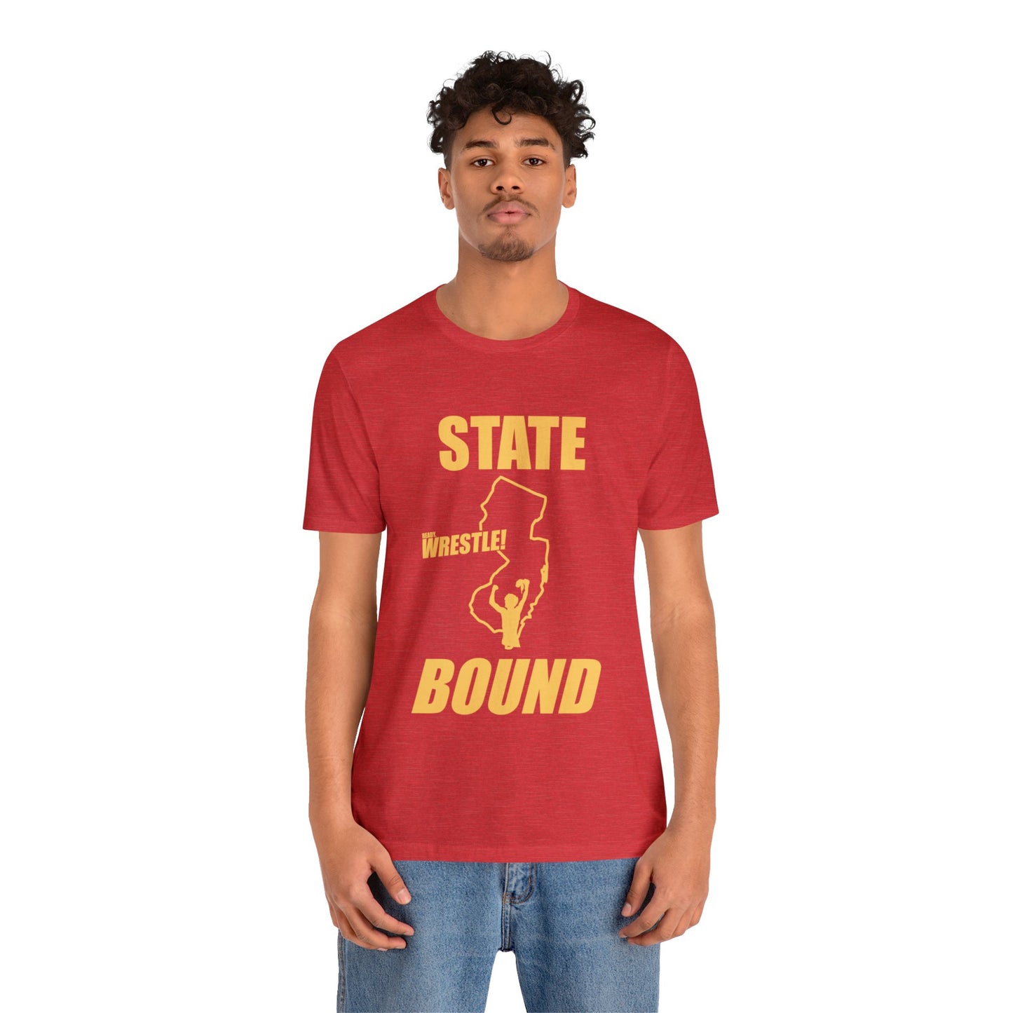 New Jersey State Bound, Gold Print, Bella+Canvas 3001, Unisex Jersey Short Sleeve Tee