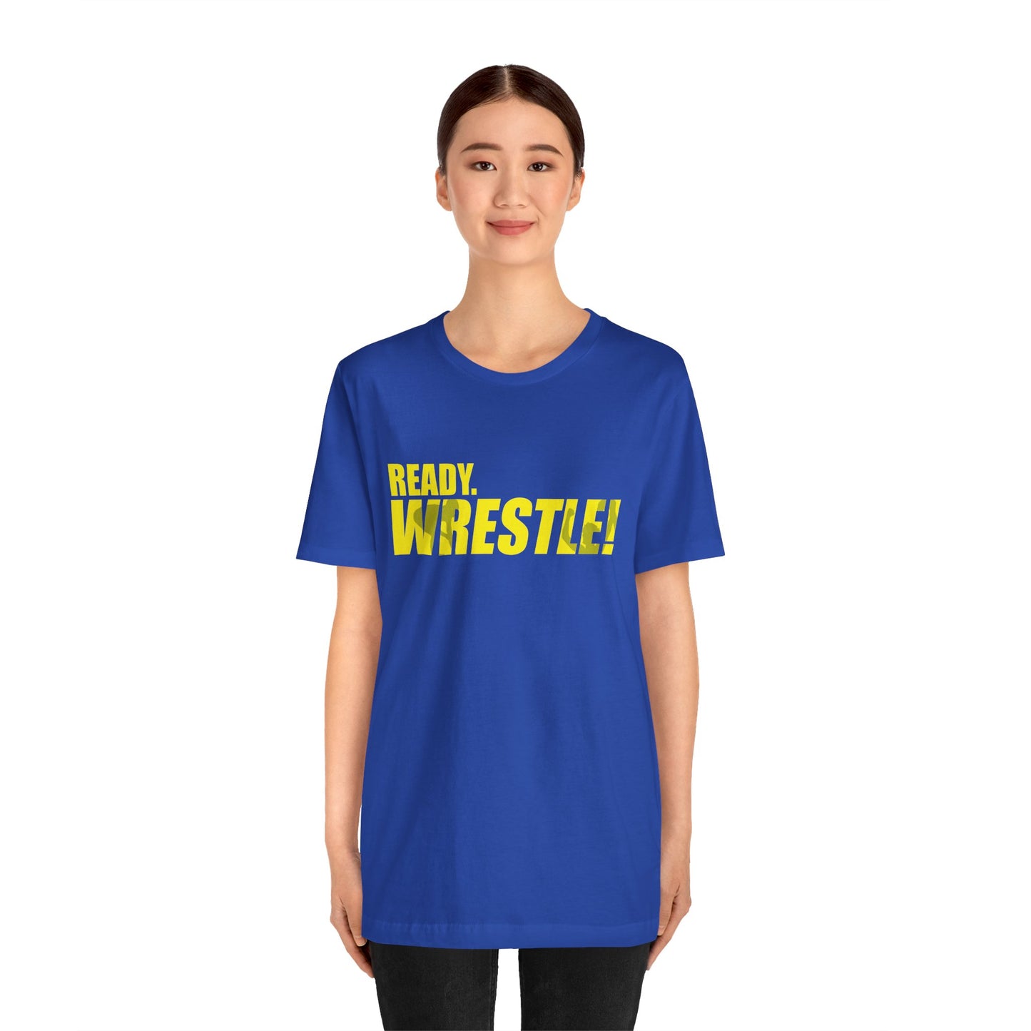 Ready. Wrestle! Gold Logo with Green, Unisex Jersey Short Sleeve Tee