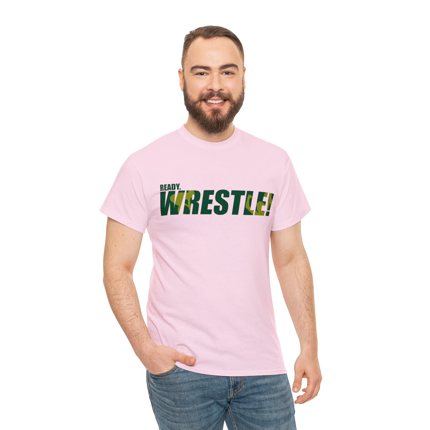 Ready. Wrestle! Green/Gold Logo, Unisex Heavy Cotton Tee