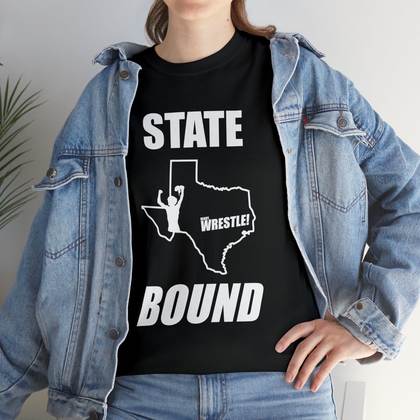 Texas State Bound, White Logo, Unisex Heavy Cotton Tee