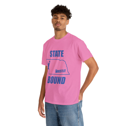 Nebraska State Bound, Royal Blue Logo, Unisex Heavy Cotton Tee