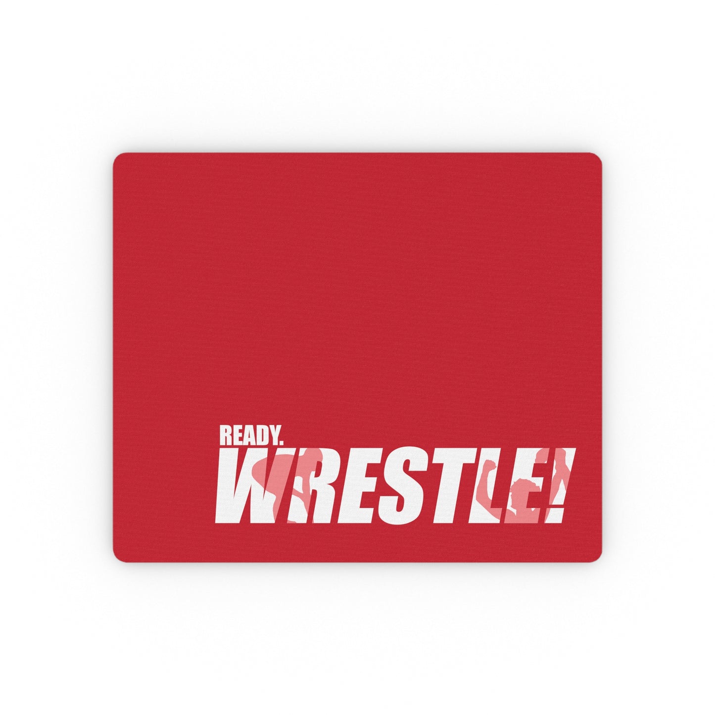 Ready. Wrestle! Rectangular Mouse Pad, White/Red