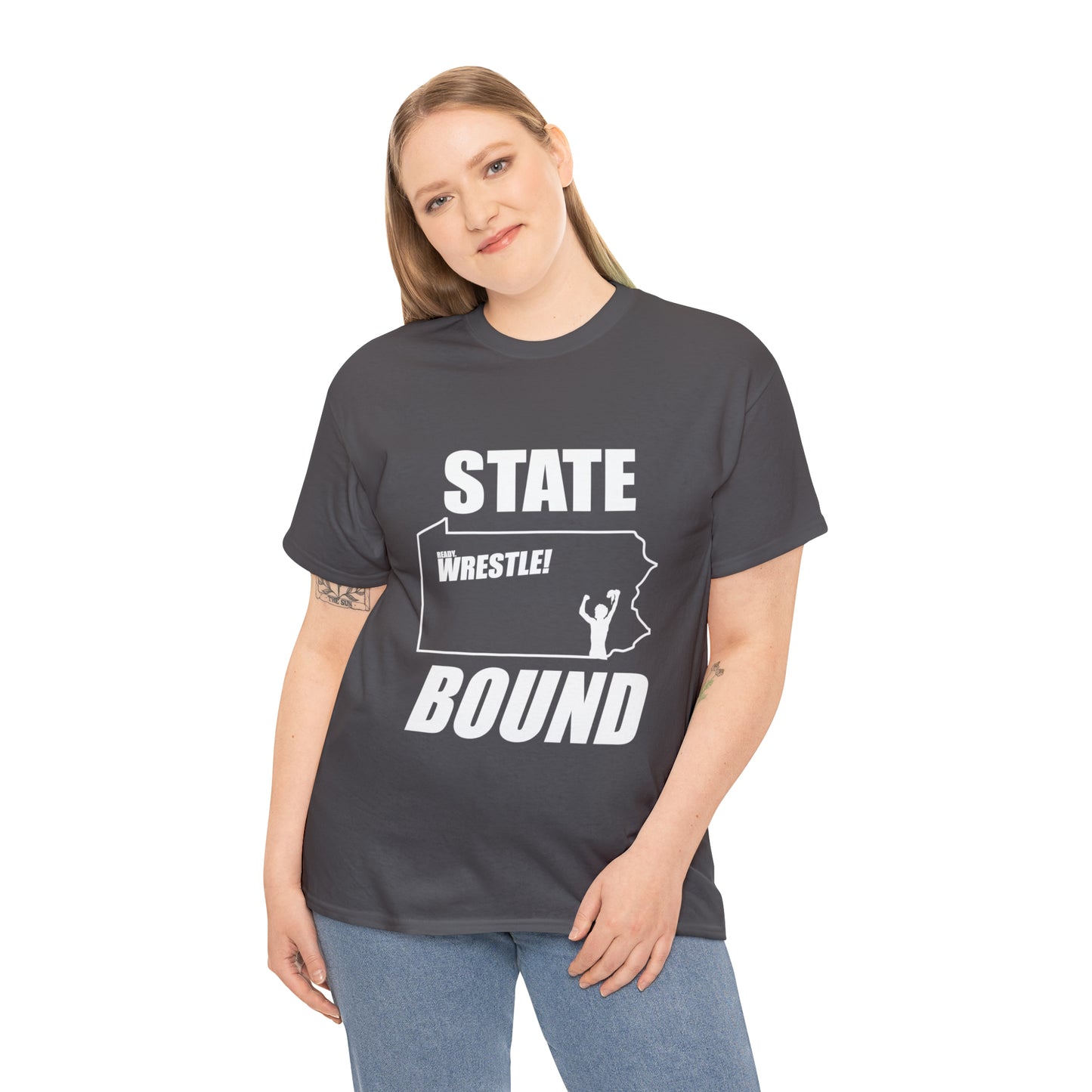 Pennsylvania State Bound, White Logo, Unisex Heavy Cotton Tee