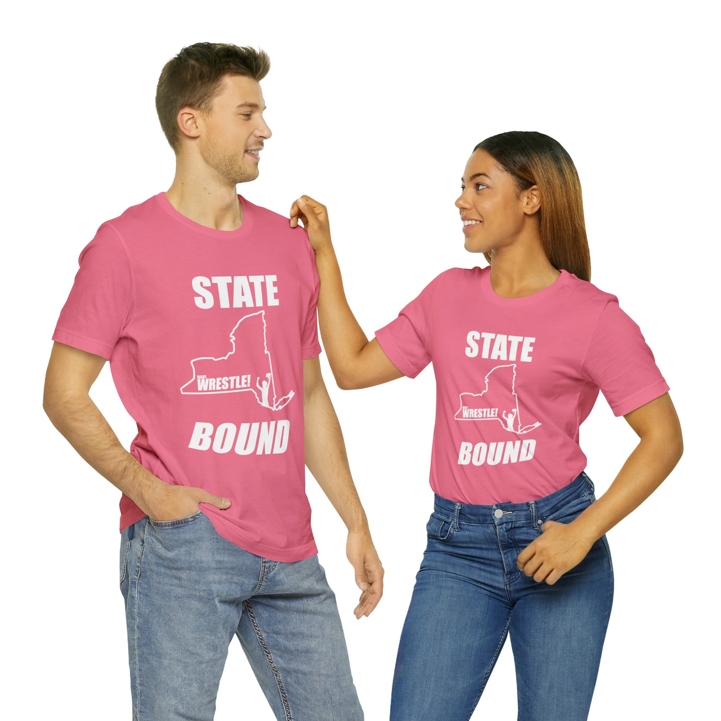 New York State Bound, Unisex Jersey Short Sleeve Tee, White Logo