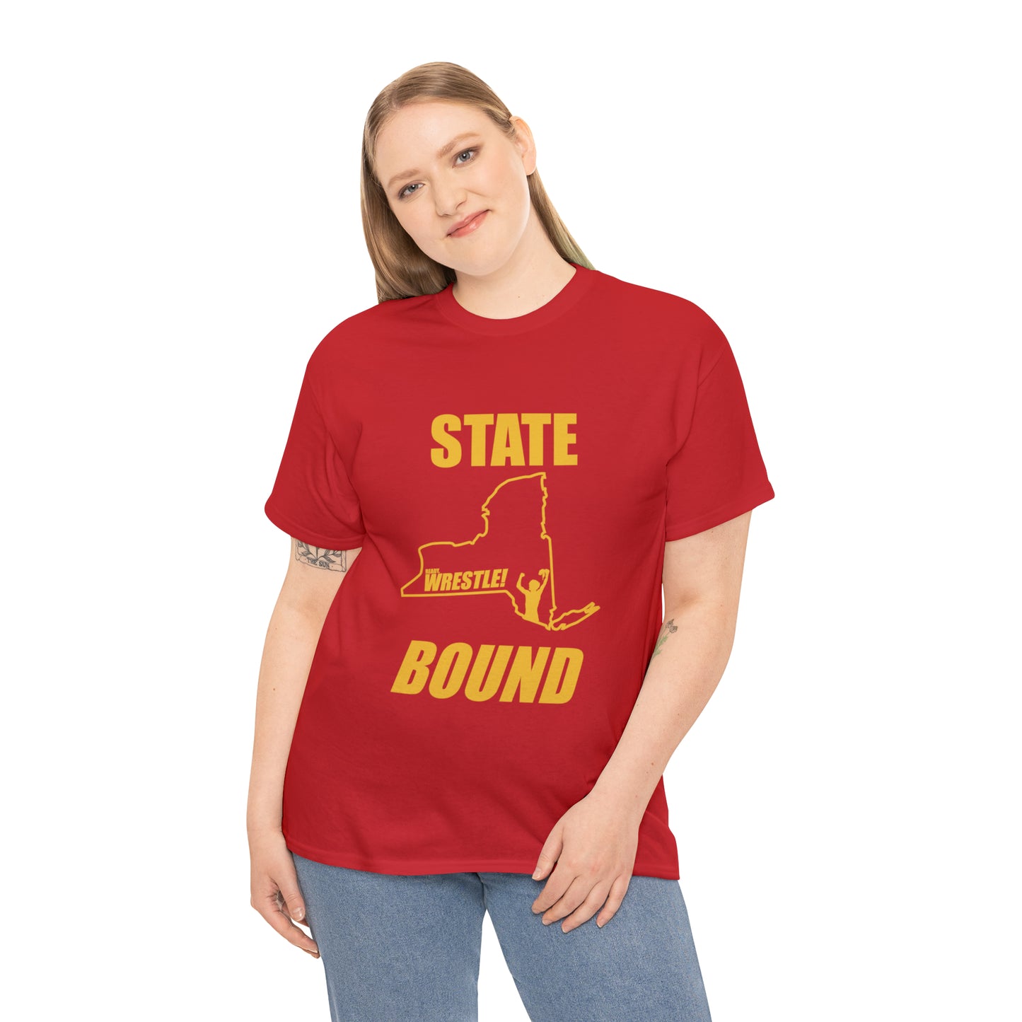 New York State Bound, Gold Logo, Unisex Heavy Cotton Tee