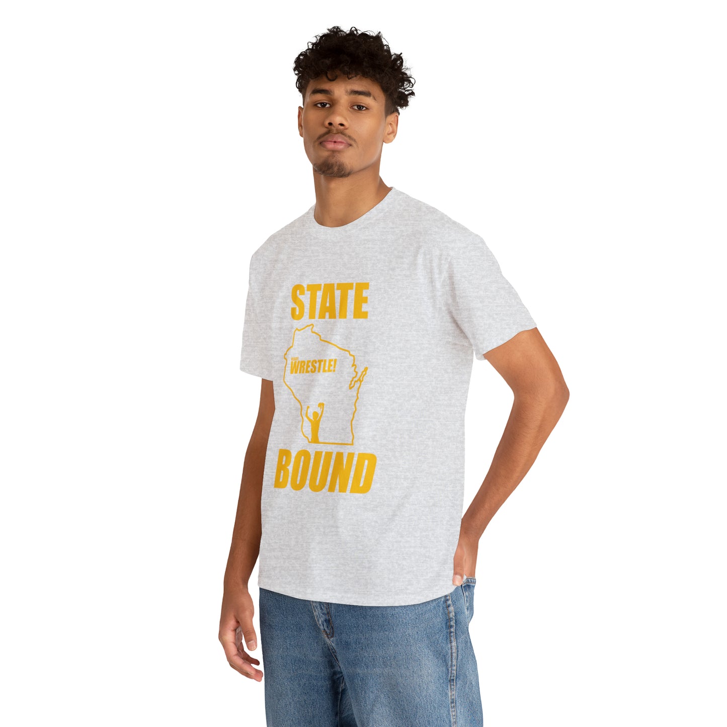 Wisconsin State Bound, Gold Logo, Unisex Heavy Cotton Tee