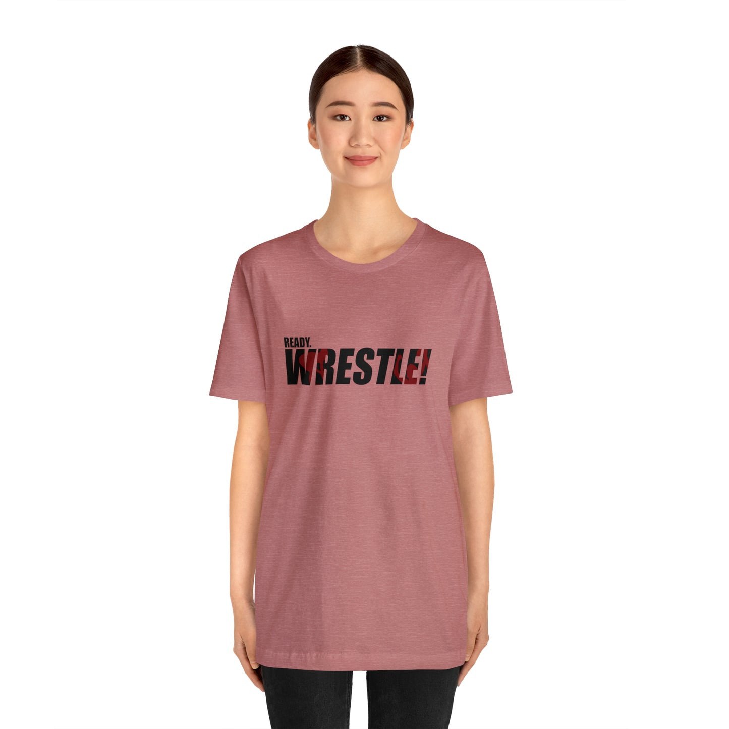 Ready. Wrestle! Black Logo w/Red Silhouettes, Unisex Heavy Cotton Tee Bella+Canvas