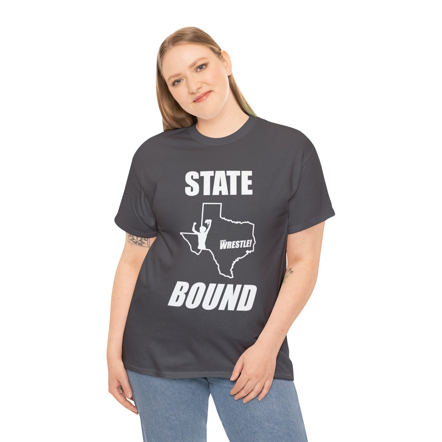 Texas State Bound, White Logo, Unisex Heavy Cotton Tee