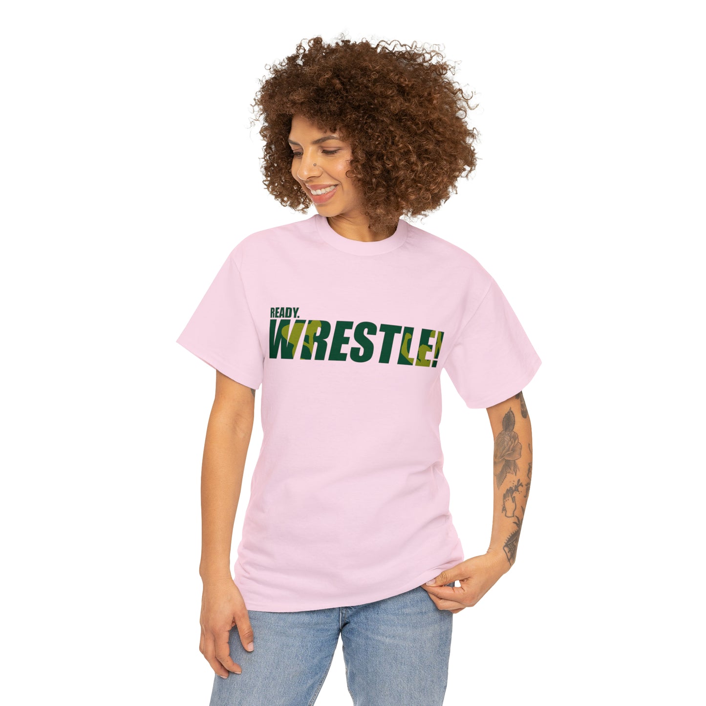 Ready. Wrestle! Green/Gold Logo, Unisex Heavy Cotton Tee