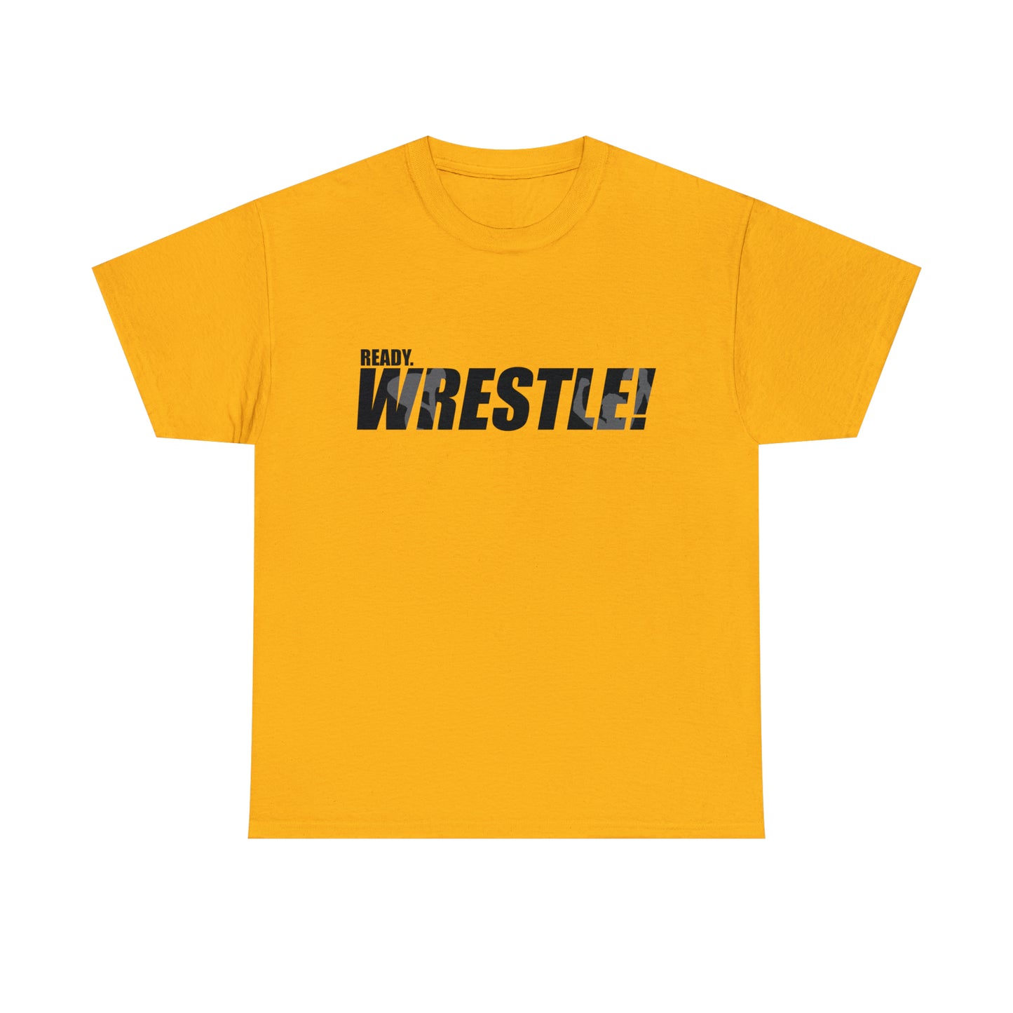 Ready. Wrestle! Black Logo w/White Silhouettes, Unisex Heavy Cotton Tee