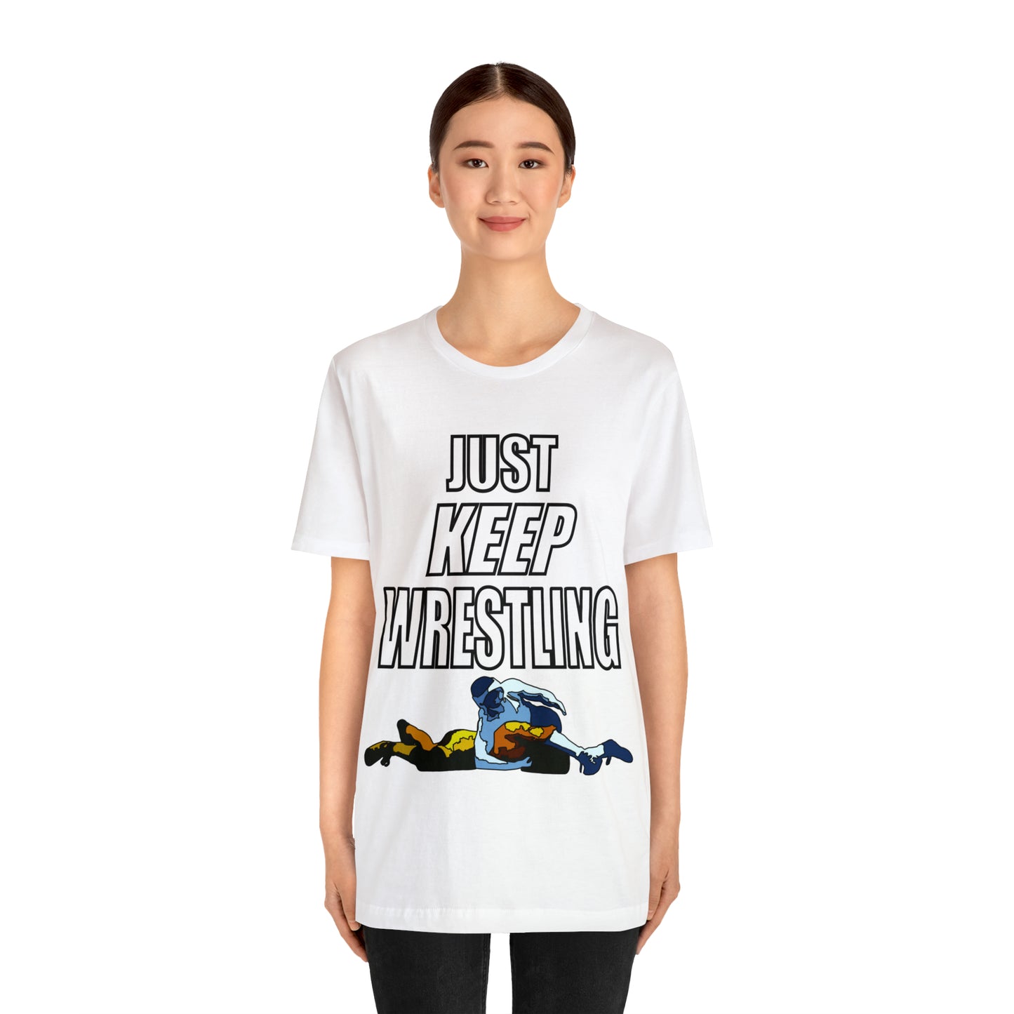 Just Keep Wrestling!, Unisex Heavy Cotton Tee, Bella+Canvas