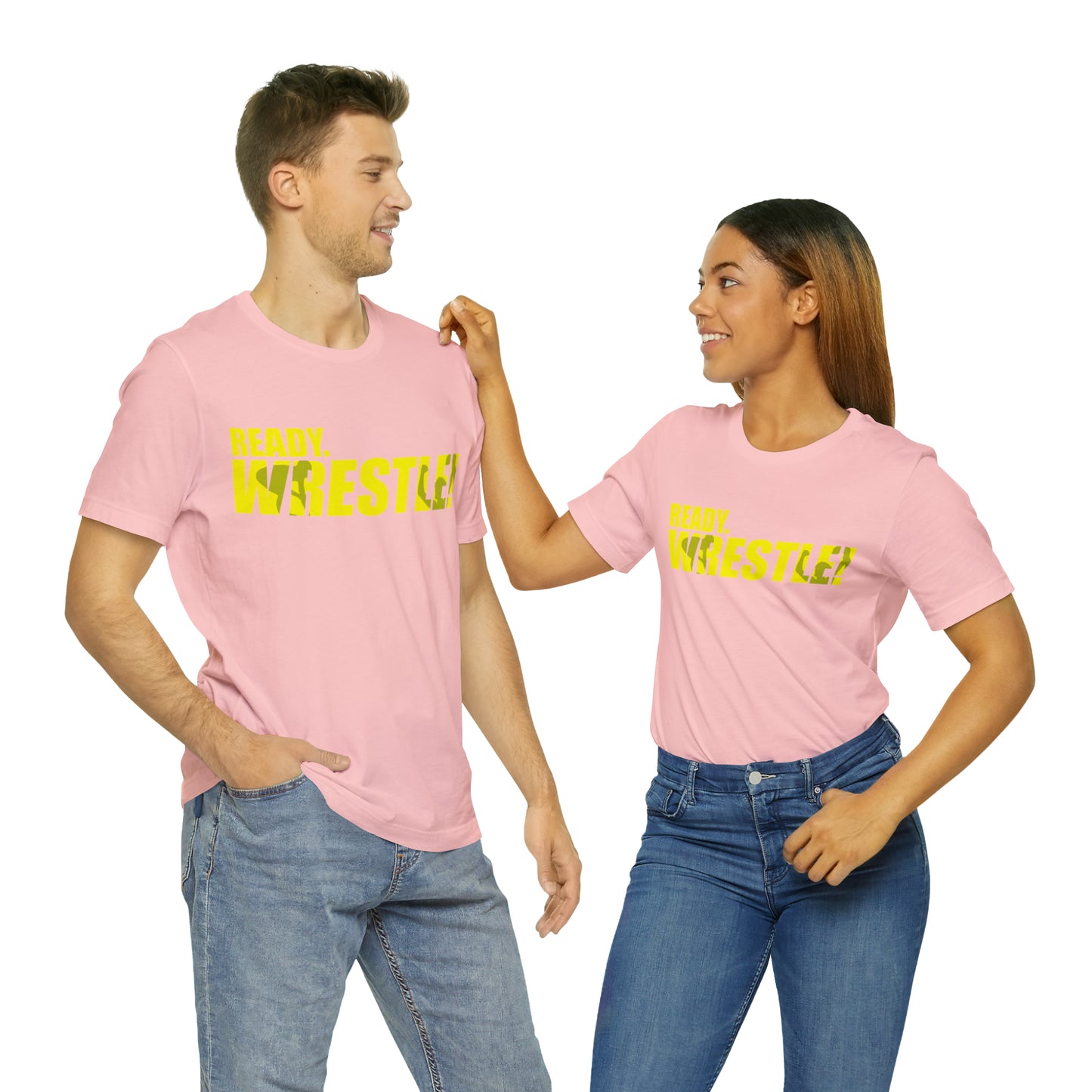 Ready. Wrestle! Gold Logo with Green, Unisex Jersey Short Sleeve Tee