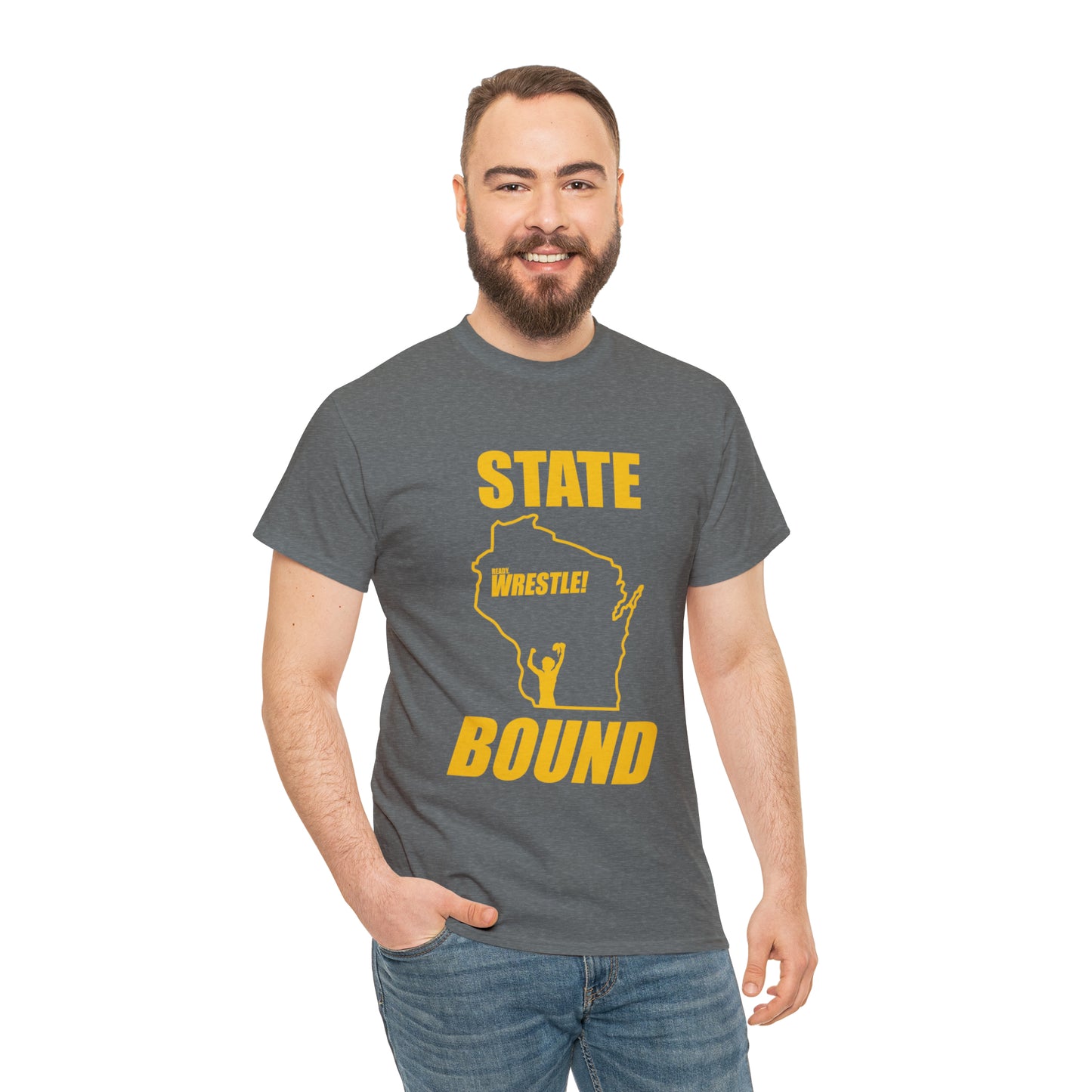 Wisconsin State Bound, Gold Logo, Unisex Heavy Cotton Tee