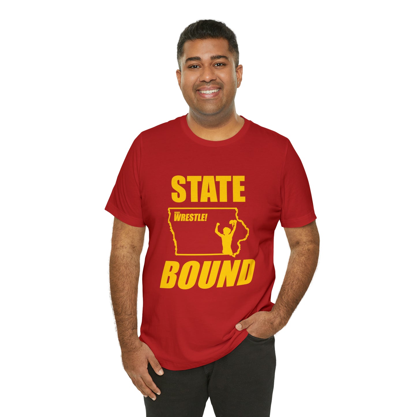 Iowa State Bound, Unisex Jersey Short Sleeve Tee, Gold Logo