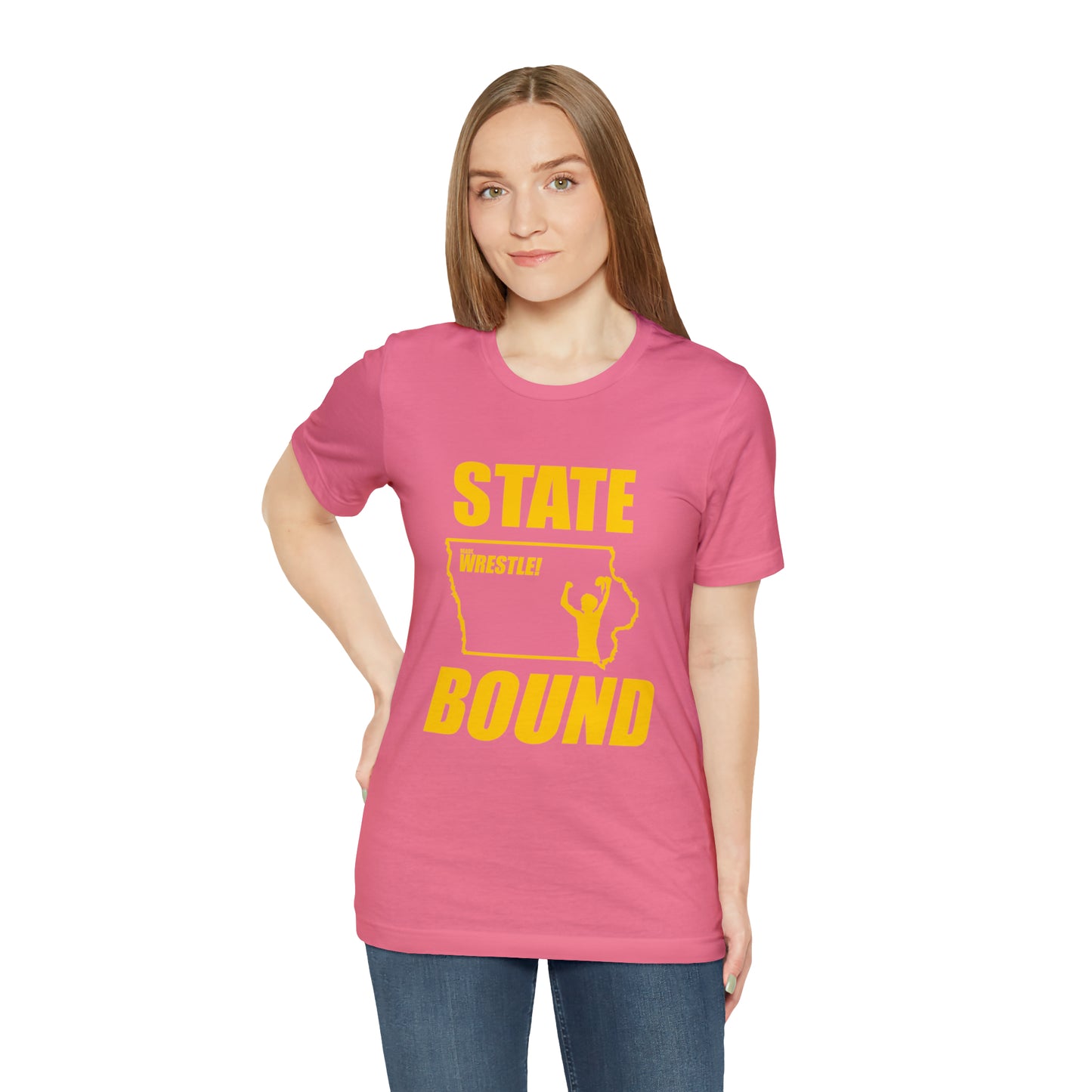 Iowa State Bound, Unisex Jersey Short Sleeve Tee, Gold Logo