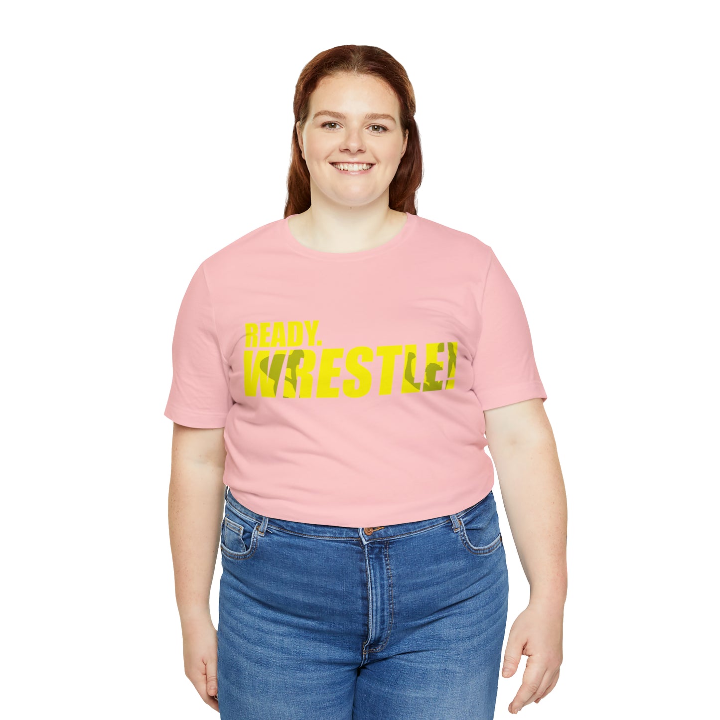 Ready. Wrestle! Gold Logo with Green, Unisex Jersey Short Sleeve Tee